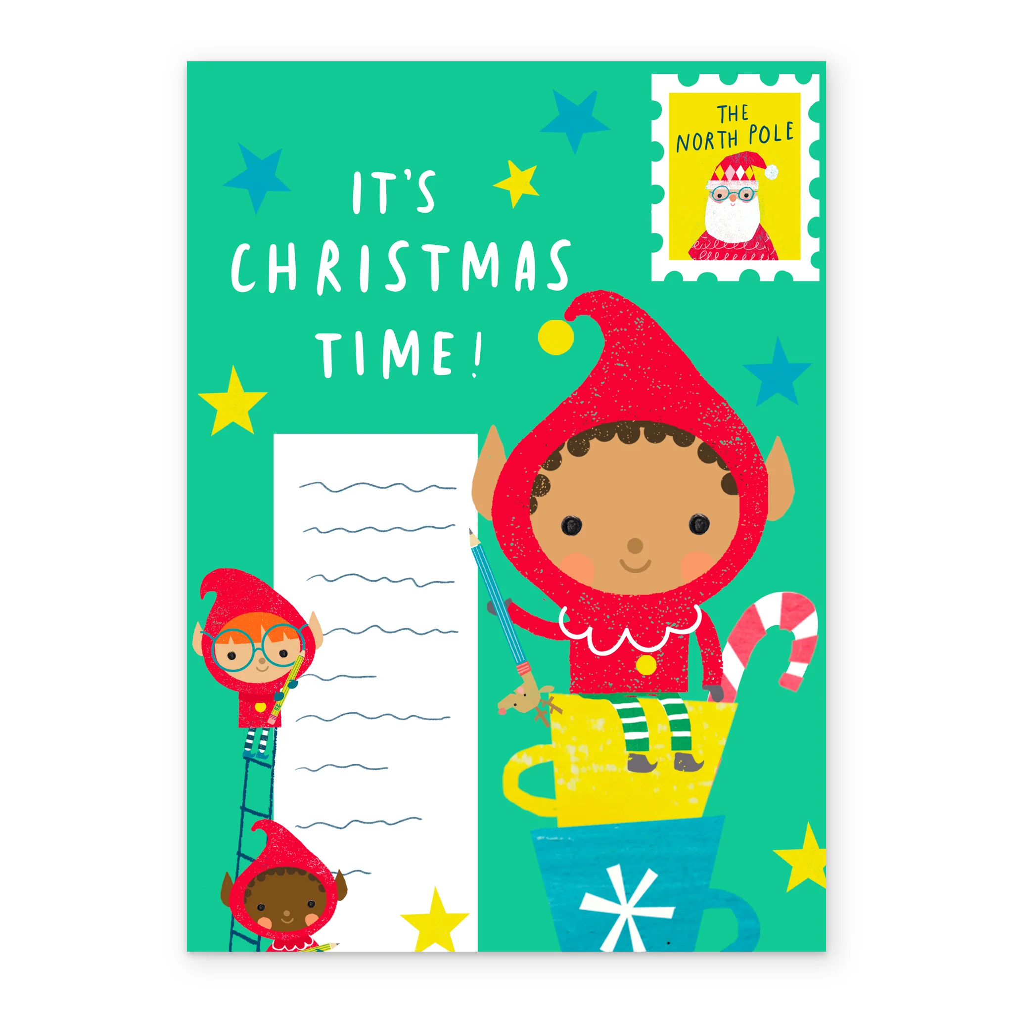 Personalised Cute Elves And Chocolate Christmas Card - Image 2