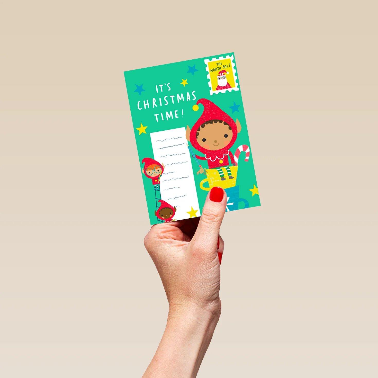 Personalised Cute Elves And Chocolate Christmas Card - Image 4