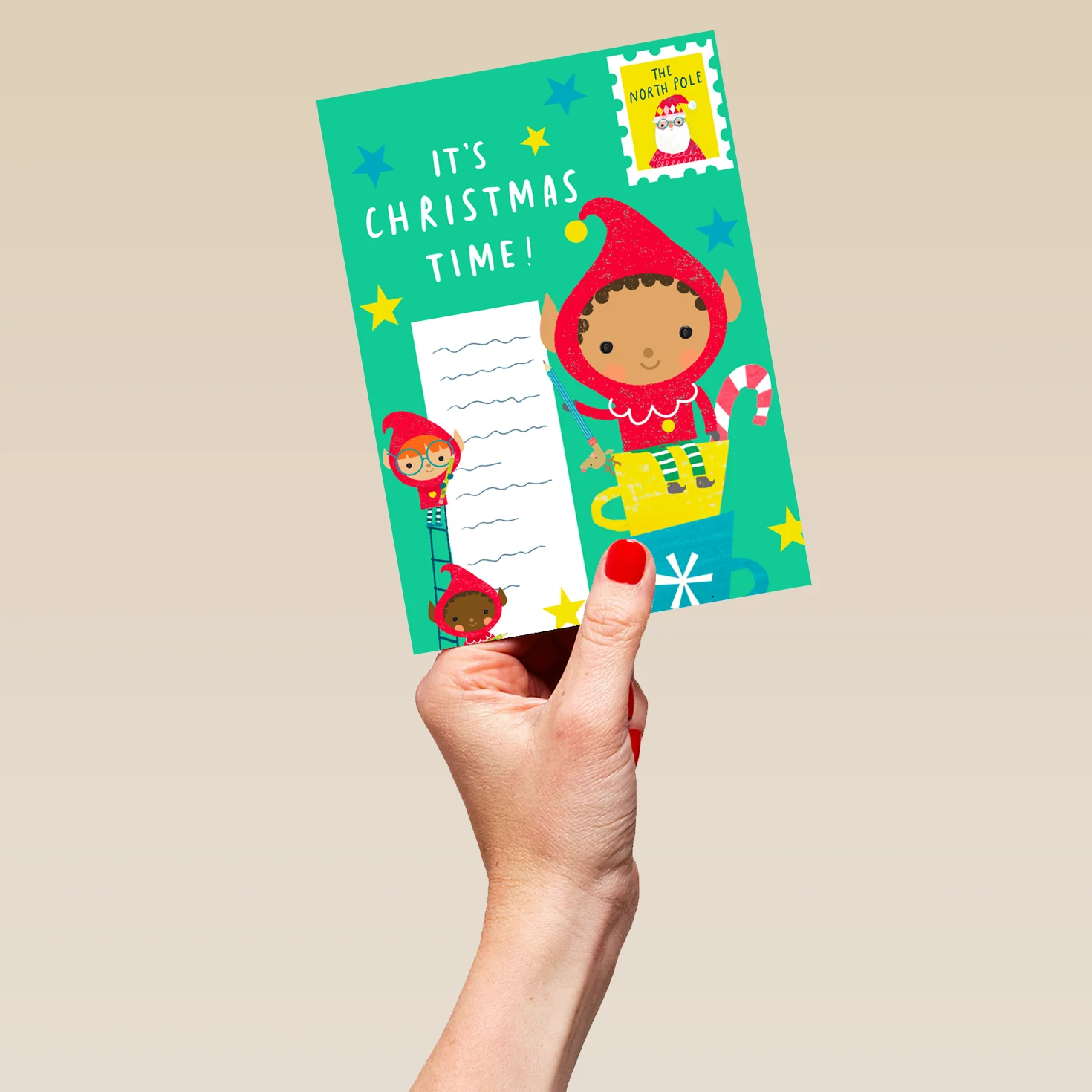 Personalised Cute Elves And Chocolate Christmas Card - Image 5