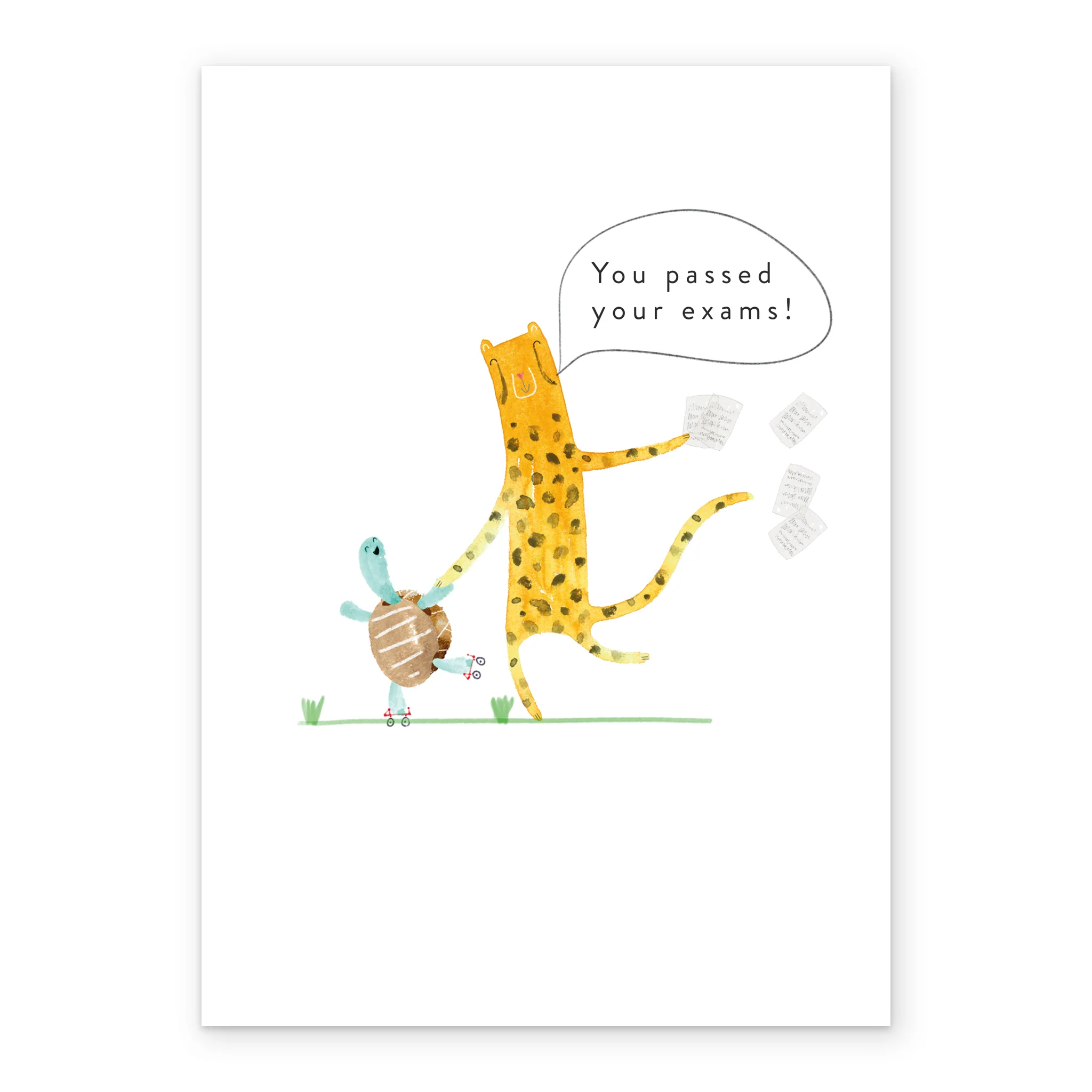 Personalised Cute Exam Congratulations Cheetah & Tortoise Card - Image 2