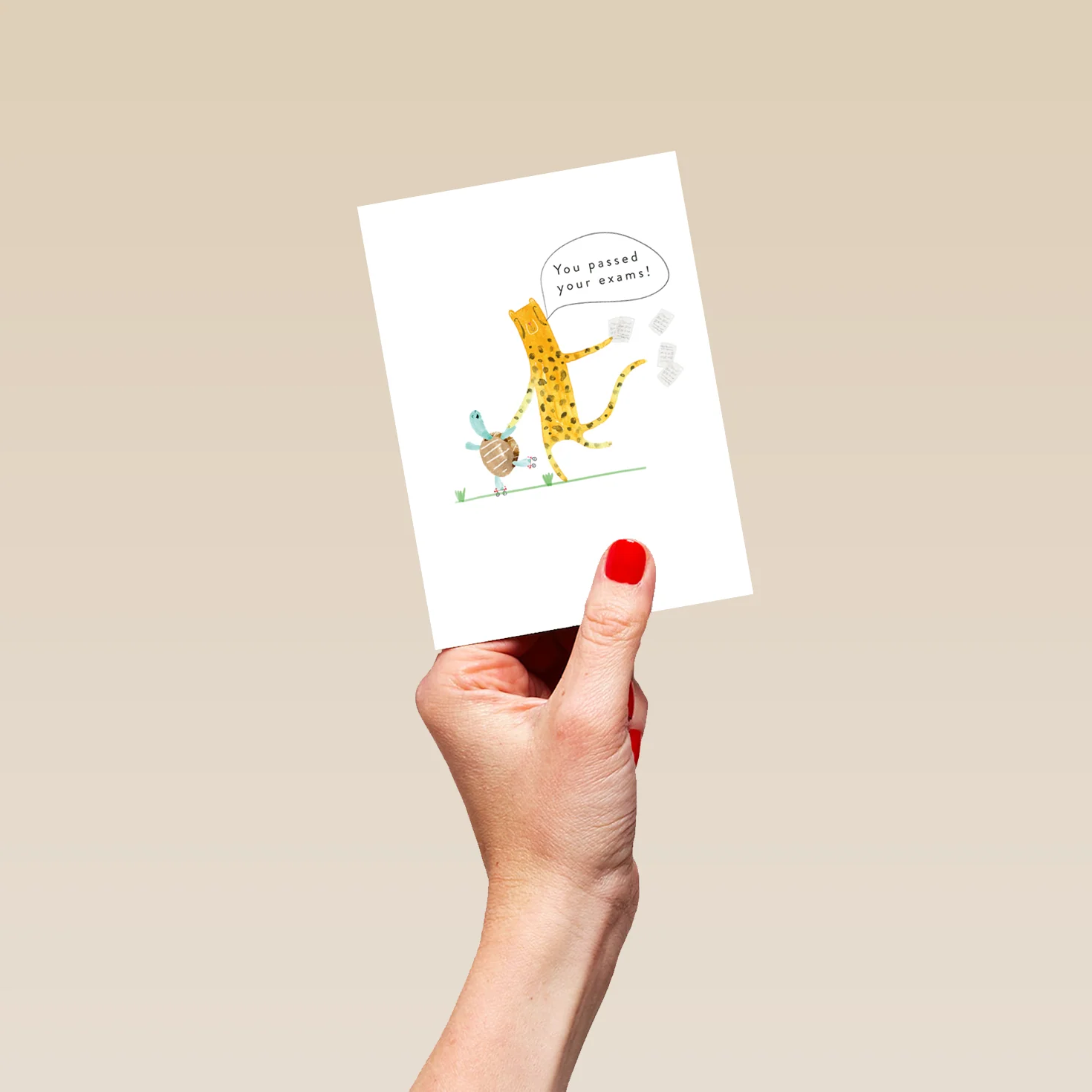Personalised Cute Exam Congratulations Cheetah & Tortoise Card - Image 4