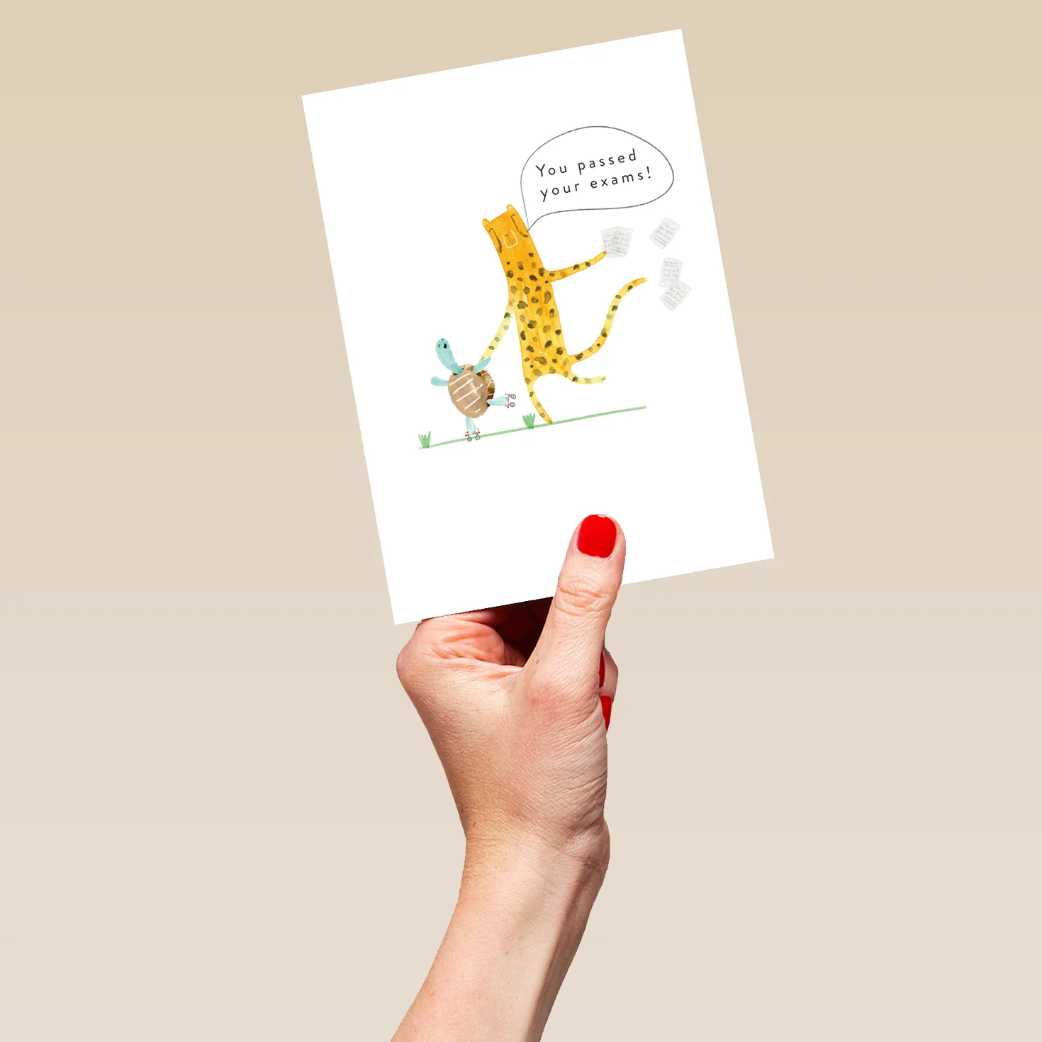Personalised Cute Exam Congratulations Cheetah & Tortoise Card - Image 5