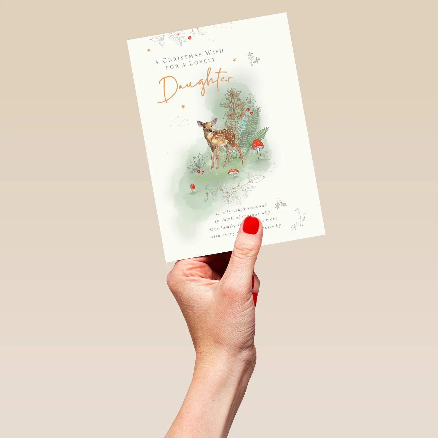 Personalised Cute Fawn Christmas Card for Daughter - Image 5