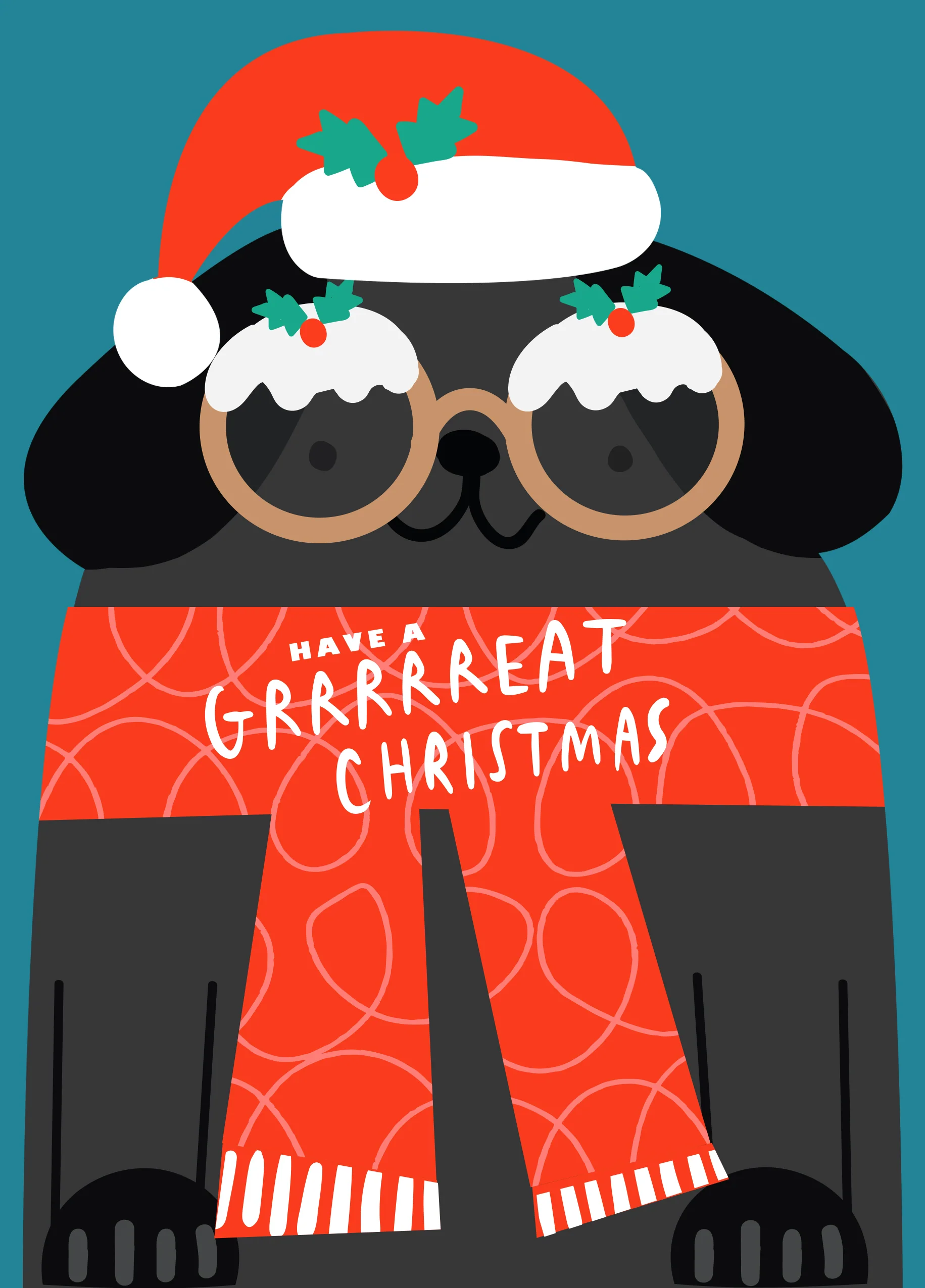 Personalised Cute Festive Dog Christmas Card