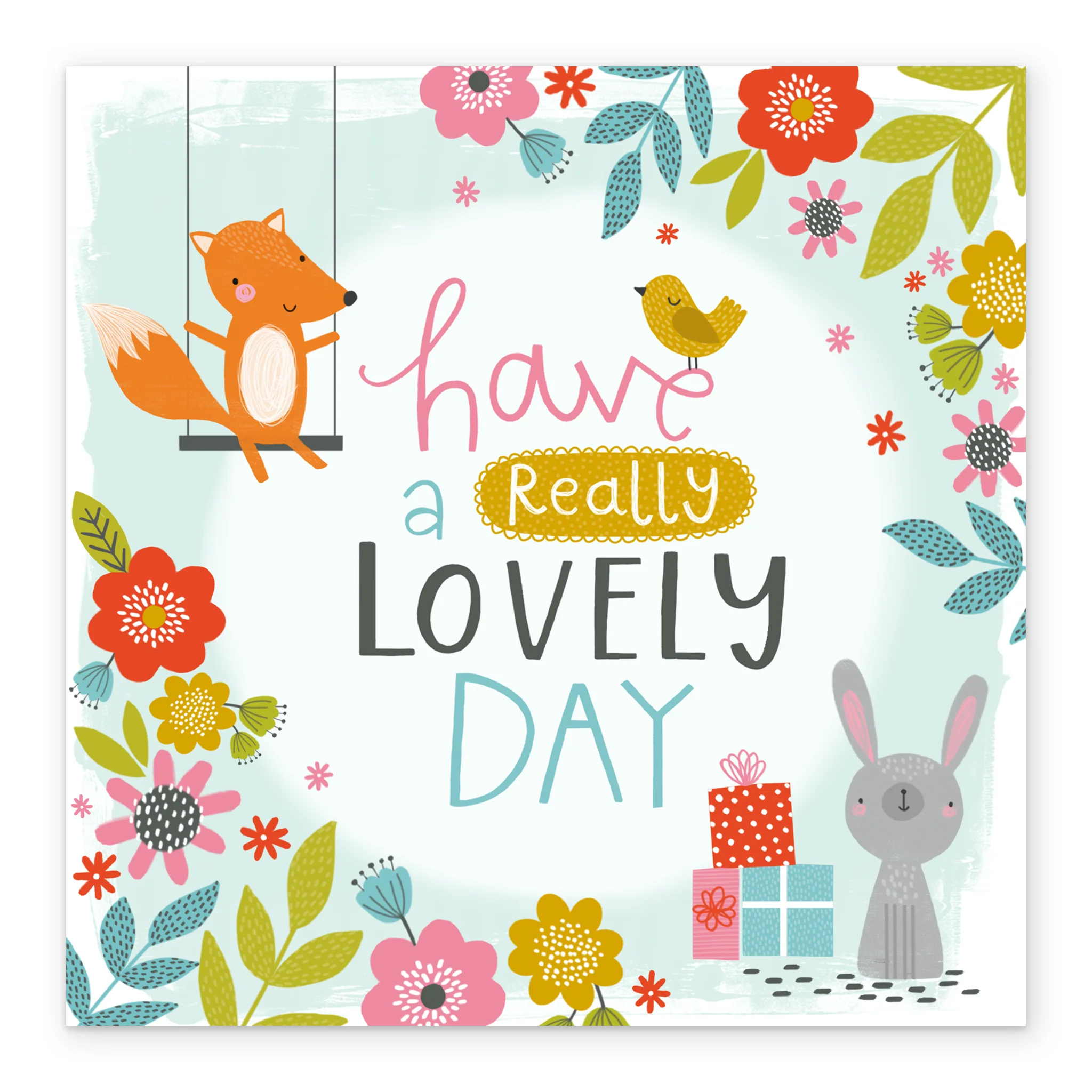 Personalised Cute Floral Woodland Animals Kids Birthday Girl Card - Image 2