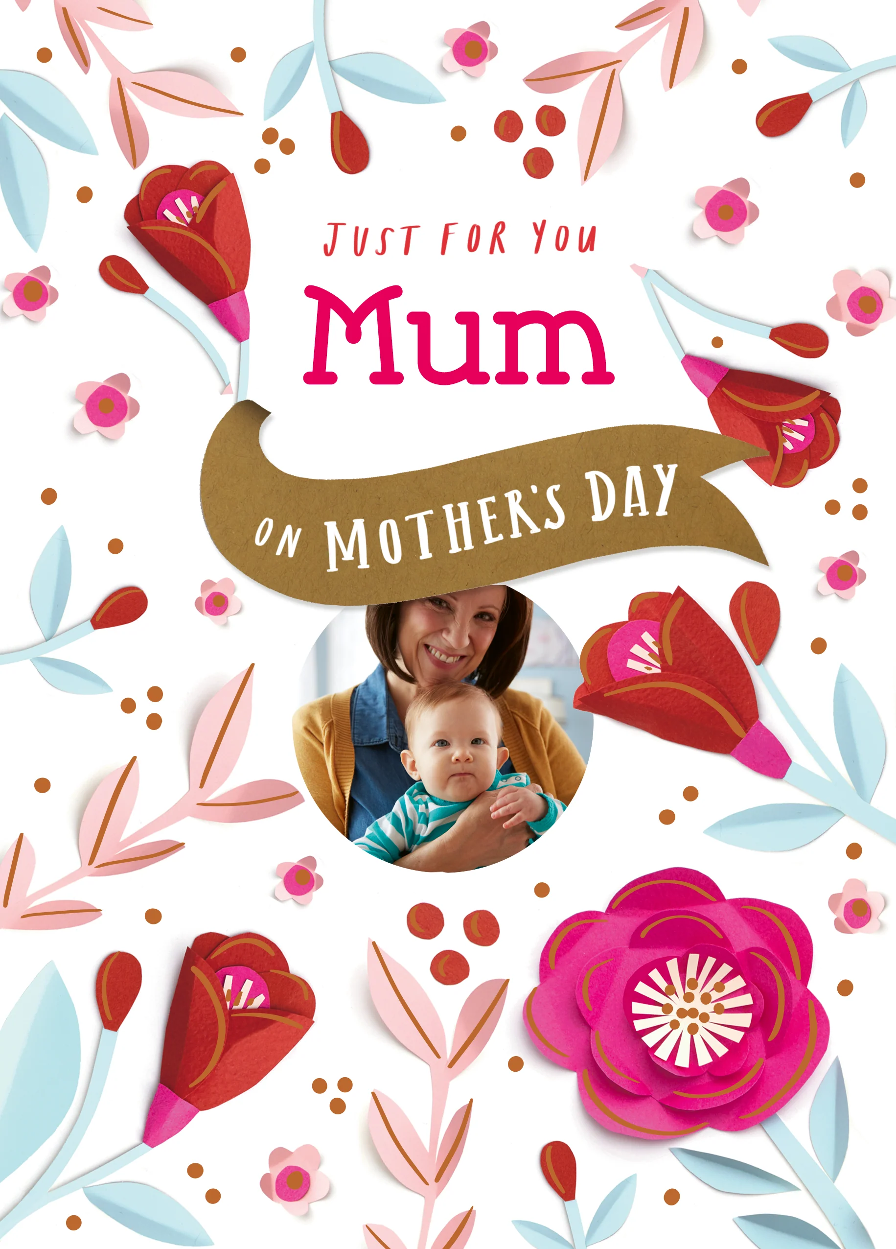 Personalised Cute Flowers Mother's Day Photo Upload Card For Mum