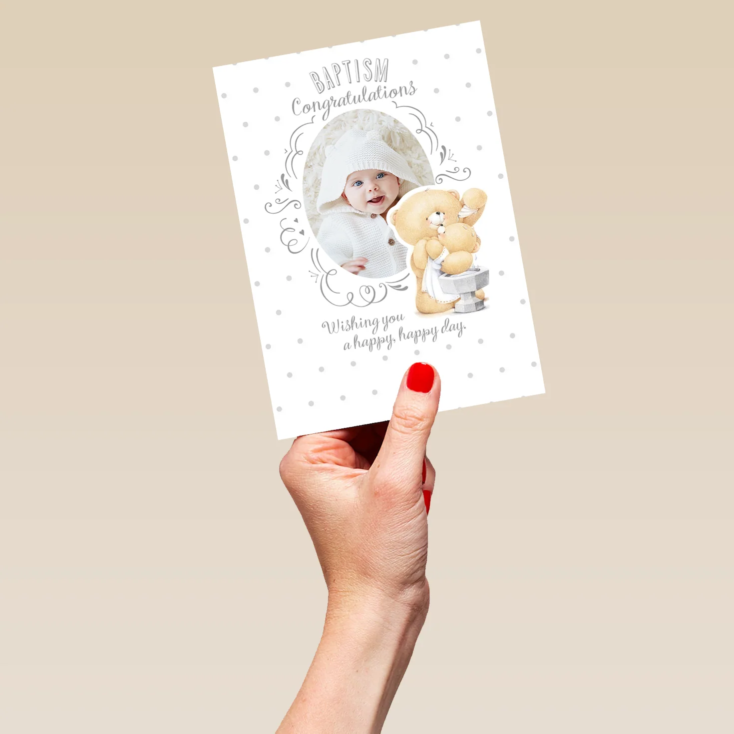 Personalised Cute Forever Friends Baptism Photo Card - Image 5