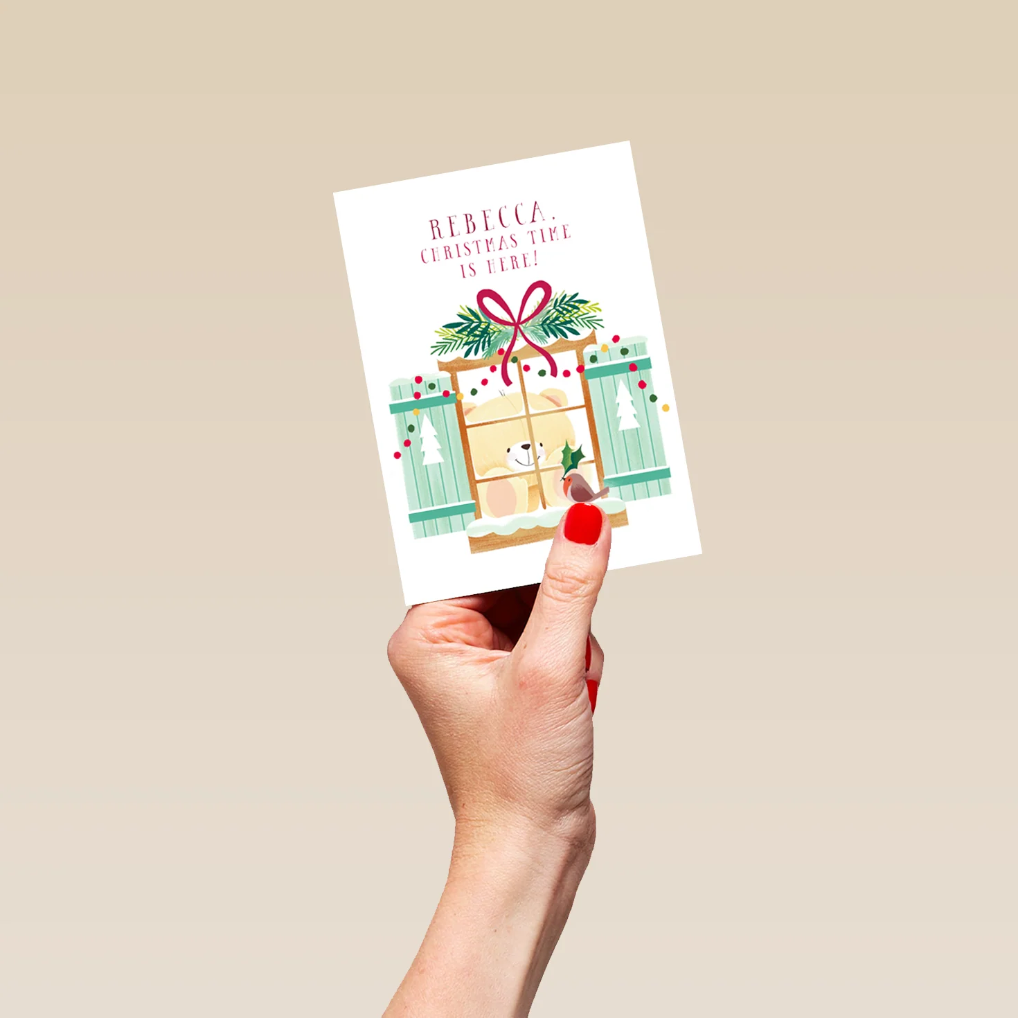 Personalised Cute Forever Friends Bear Christmas Card - Image 4