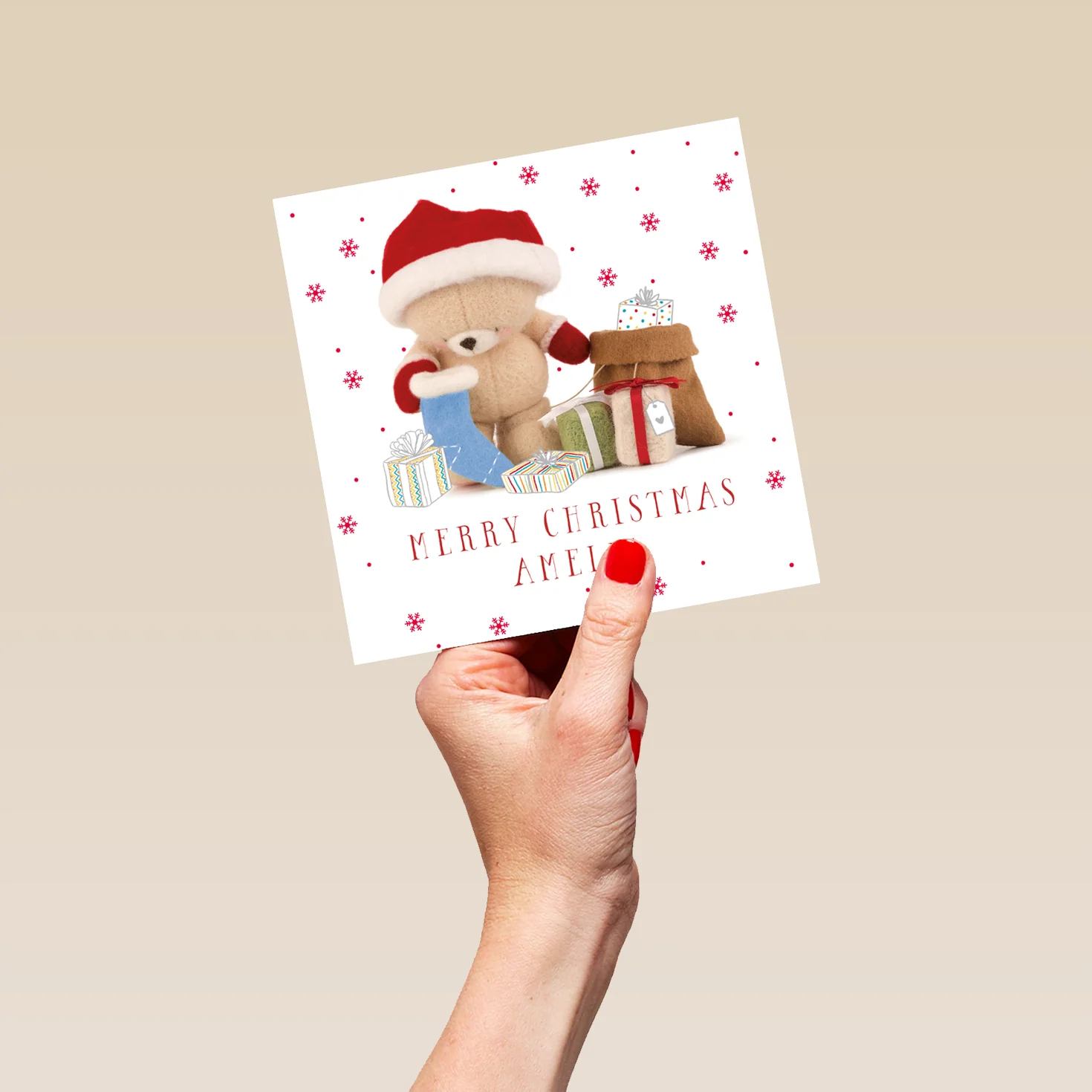 Personalised Cute Forever Friends Bear Gifts Christmas Card - Image 5