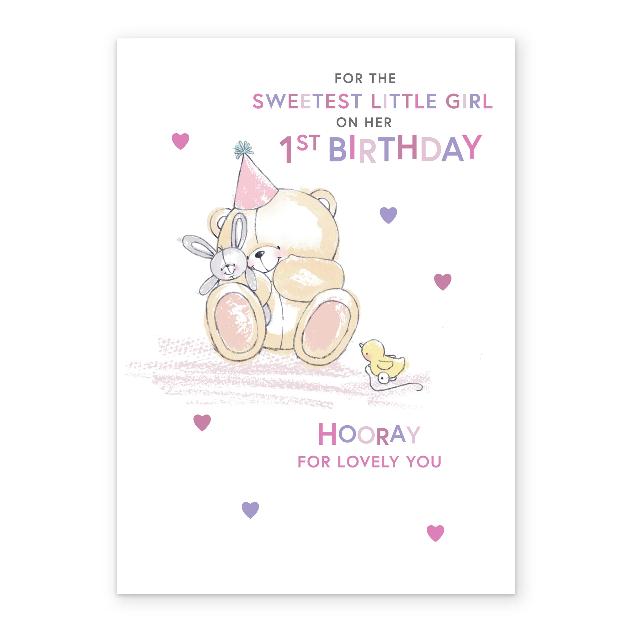 Personalised Cute Forever Friends Pink 1st Birthday Card - Image 2