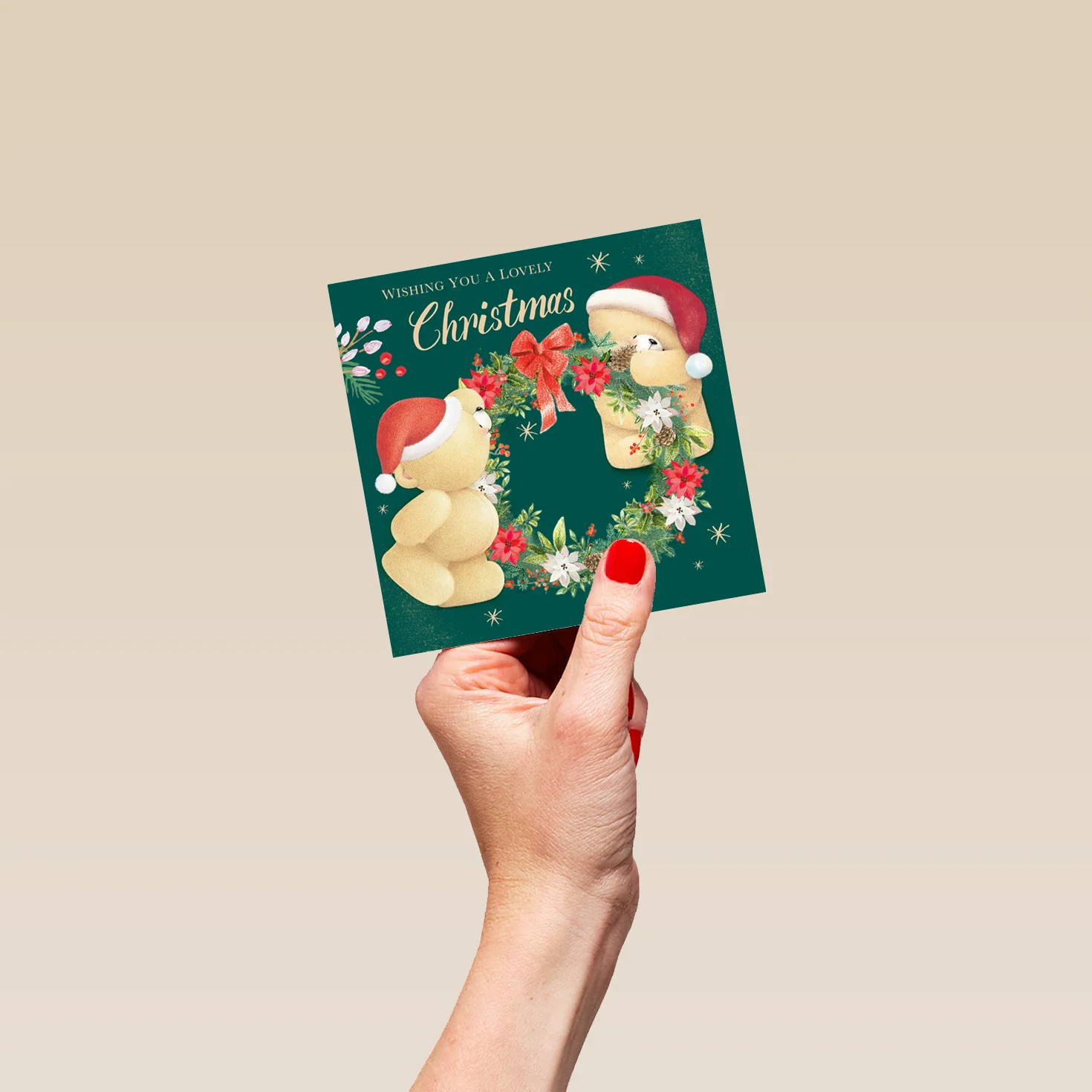 Personalised Cute Forever Friends with Festive Wreath Christmas Card - Image 4