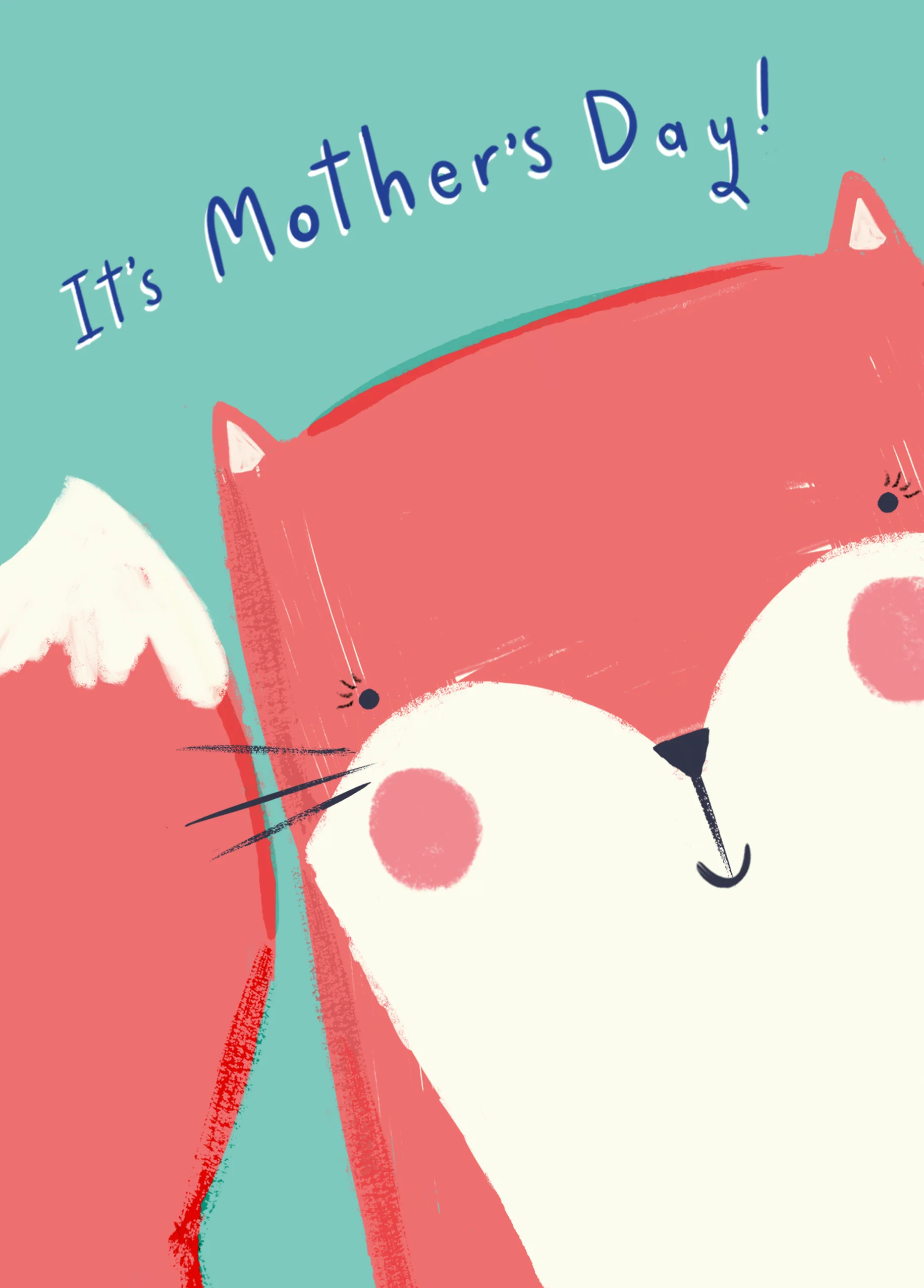 Personalised Cute Fox Cartoon Mother's Day Card