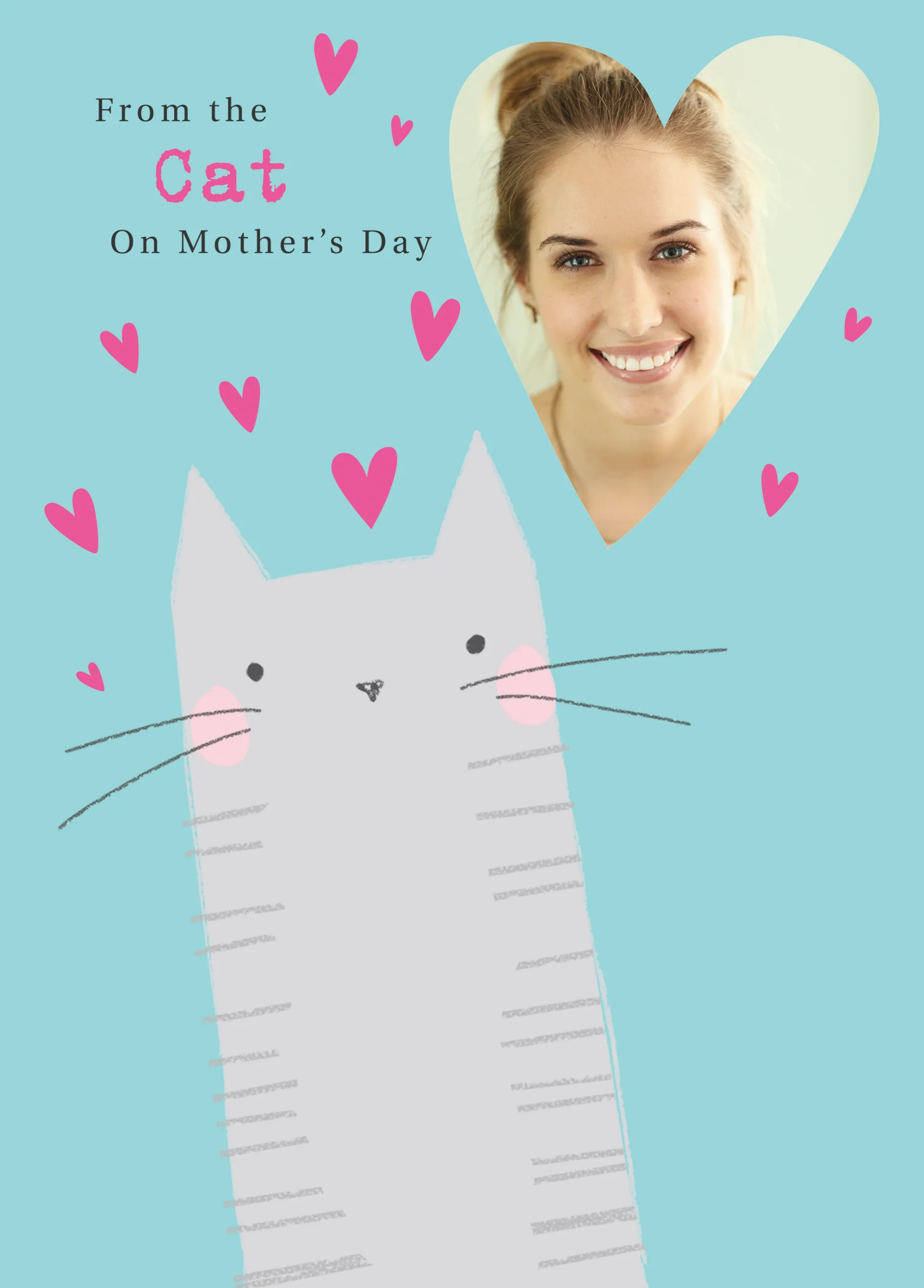 Personalised Cute From The Cat Love Hearts Mother's Day Photo Upload Card