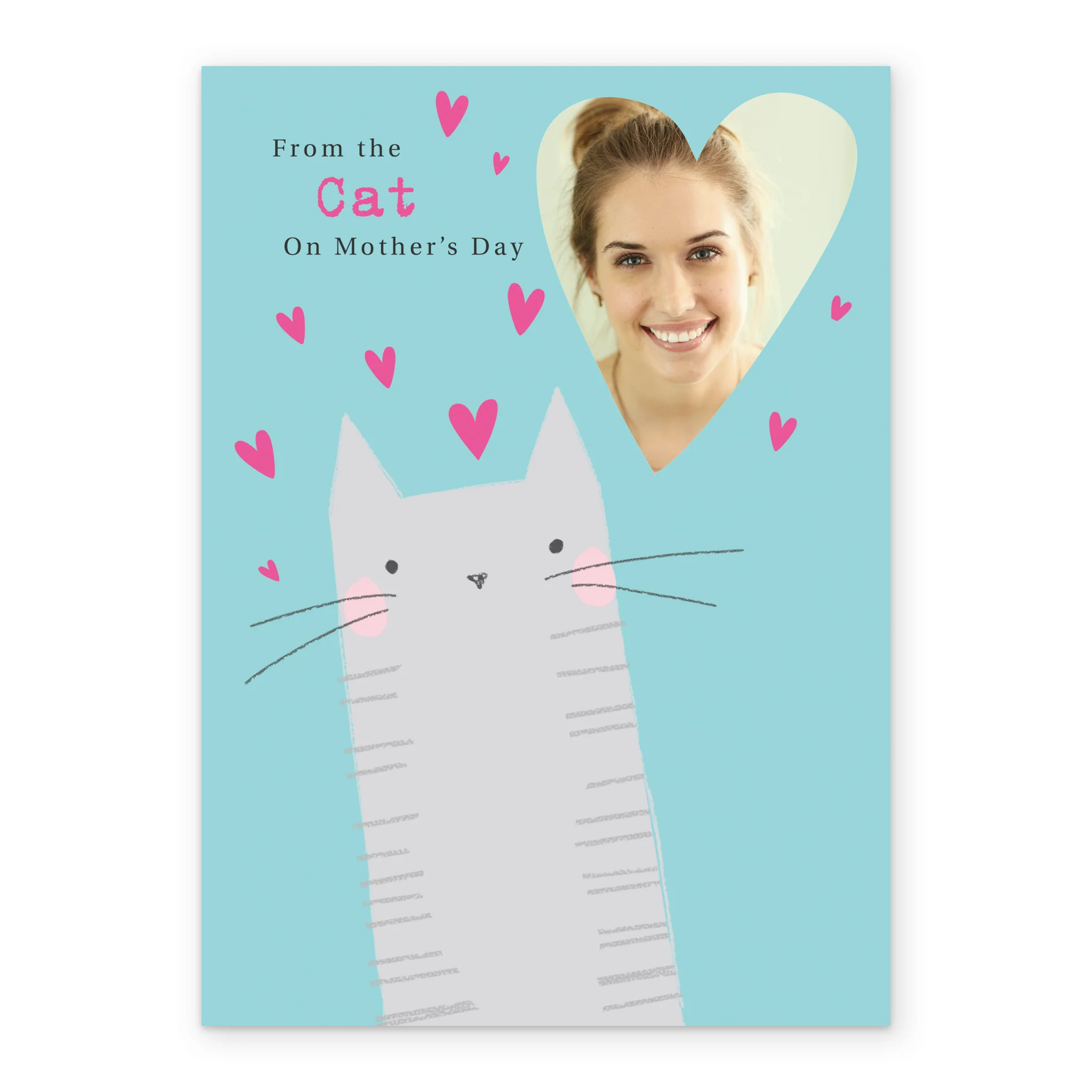 Personalised Cute From The Cat Love Hearts Mother's Day Photo Upload Card - Image 2