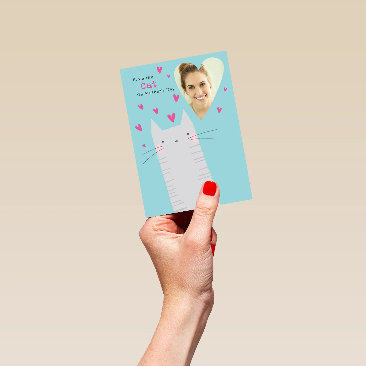 Personalised Cute From The Cat Love Hearts Mother's Day Photo Upload Card - Image 4
