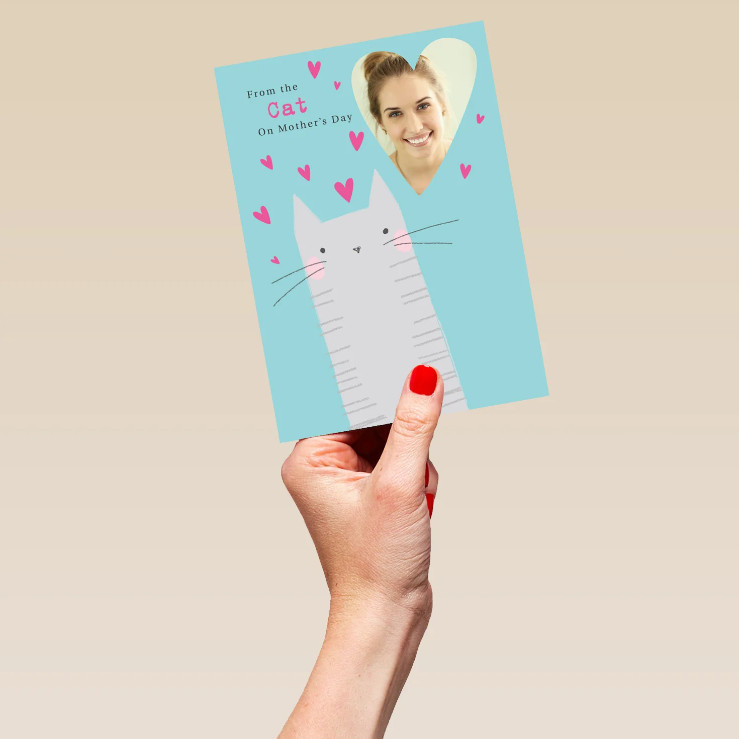 Personalised Cute From The Cat Love Hearts Mother's Day Photo Upload Card - Image 5