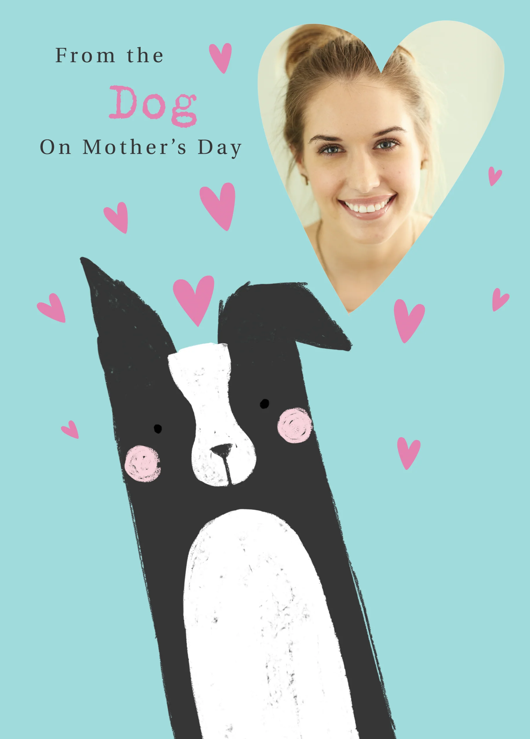 Personalised Cute From The Dog Love Hearts Mother's Day Photo Upload Card