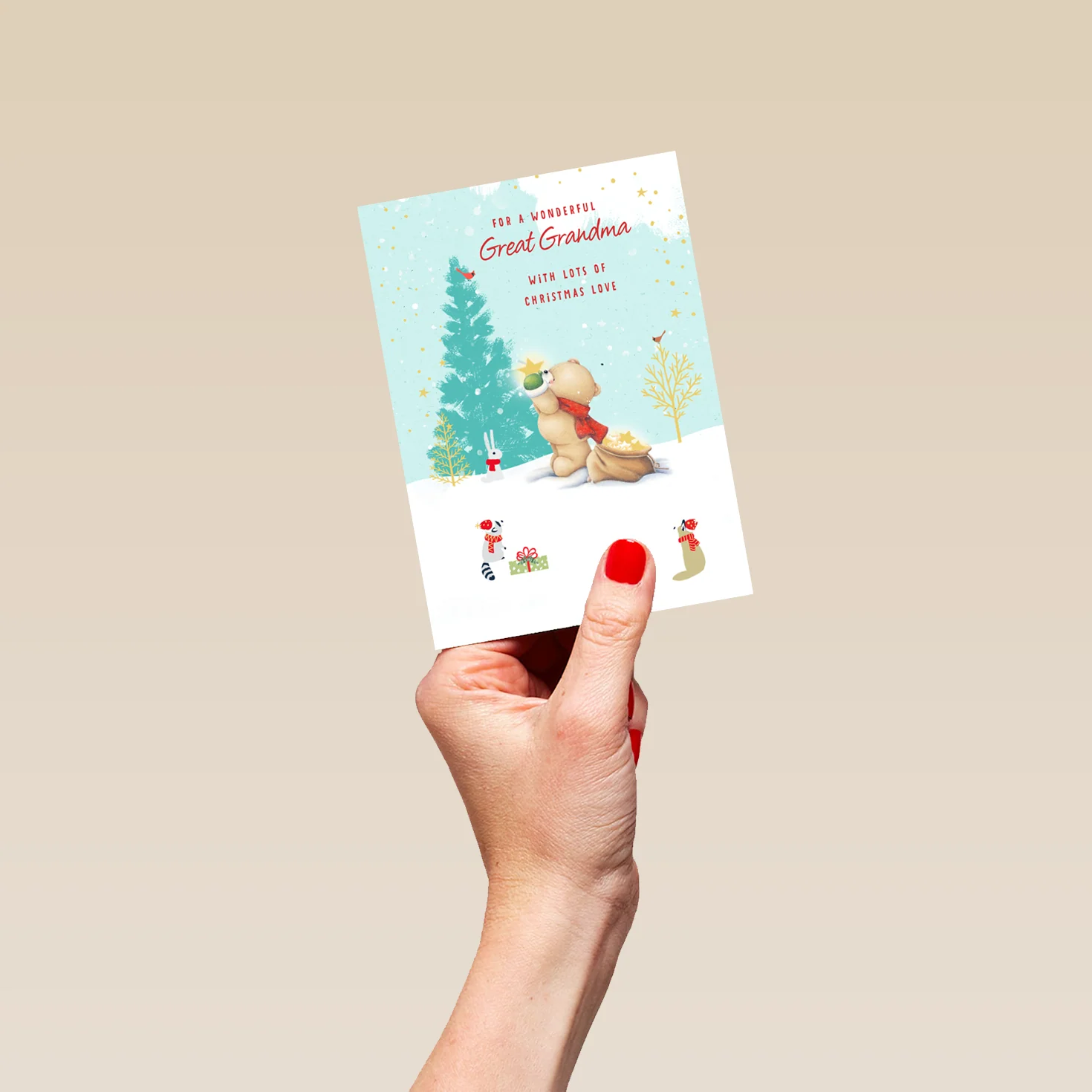 Personalised Cute Great Grandma Forever Friends Christmas Card - Image 4