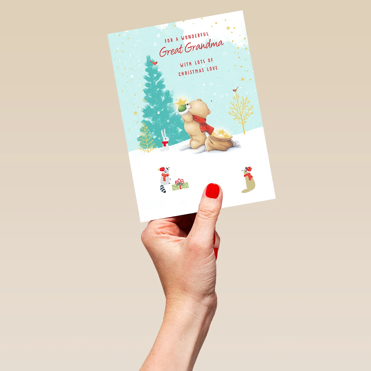 Personalised Cute Great Grandma Forever Friends Christmas Card - Image 5