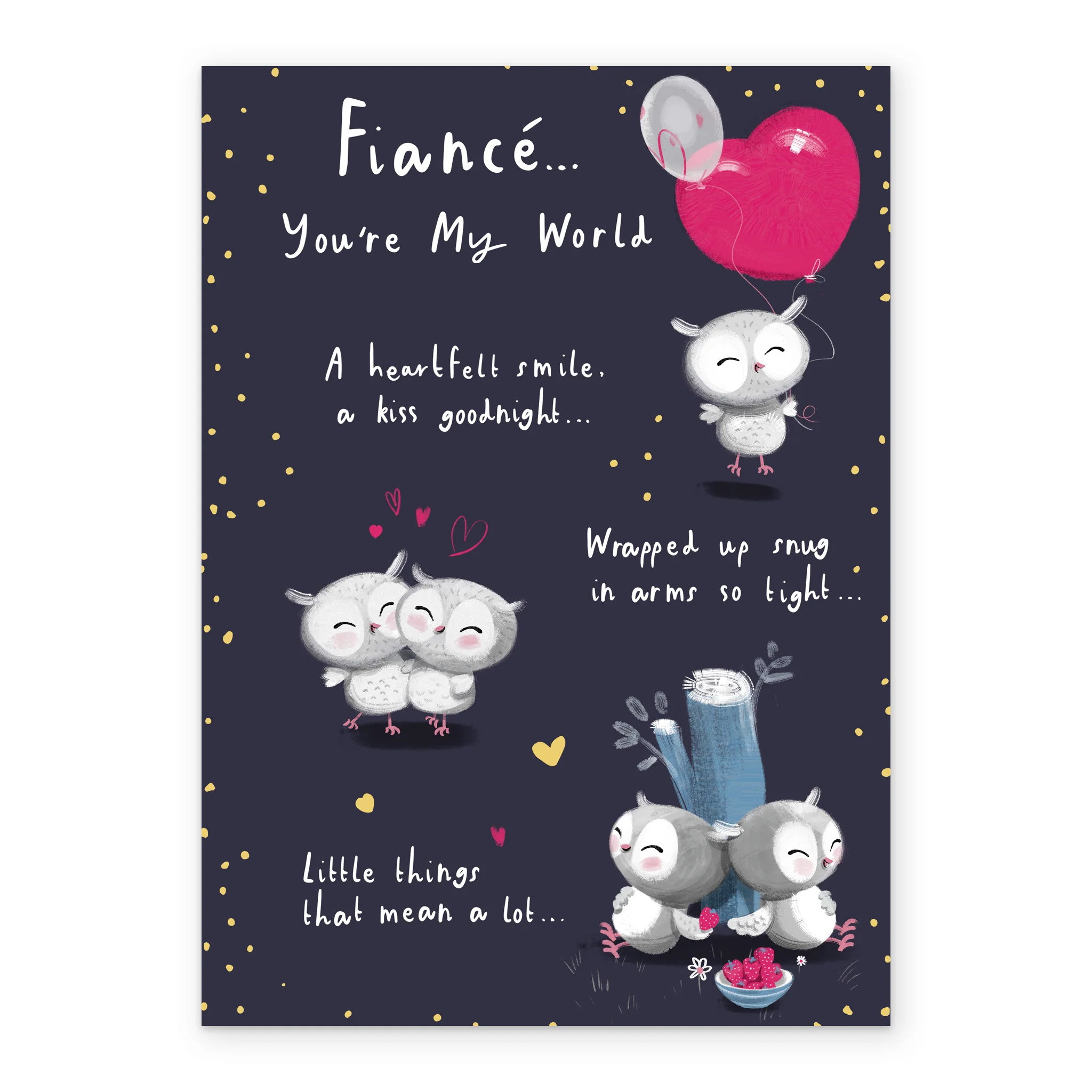 Personalised Cute Heart & Owls Fiancé Valentine's Day Card - Image 2