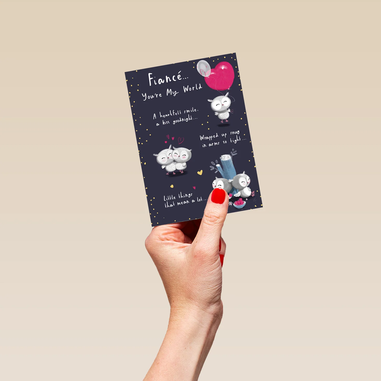 Personalised Cute Heart & Owls Fiancé Valentine's Day Card - Image 4