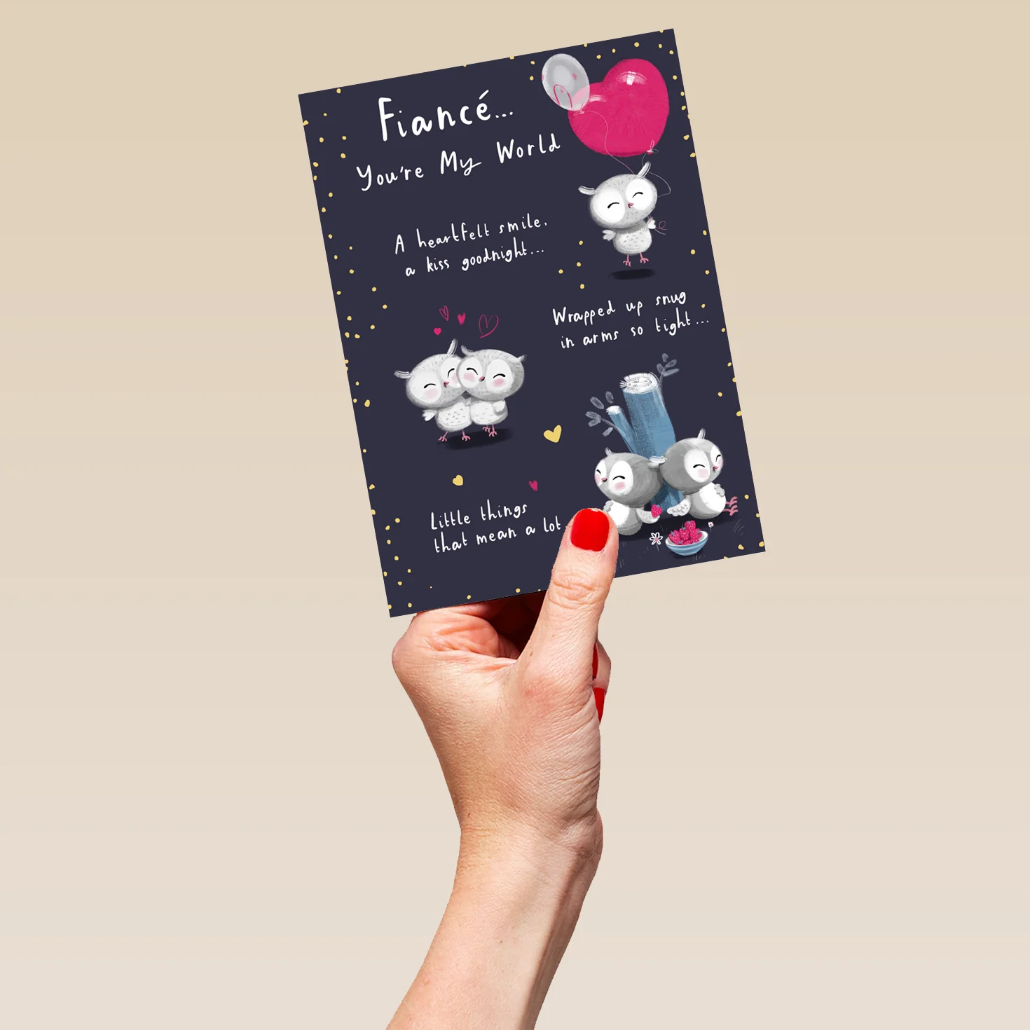 Personalised Cute Heart & Owls Fiancé Valentine's Day Card - Image 5