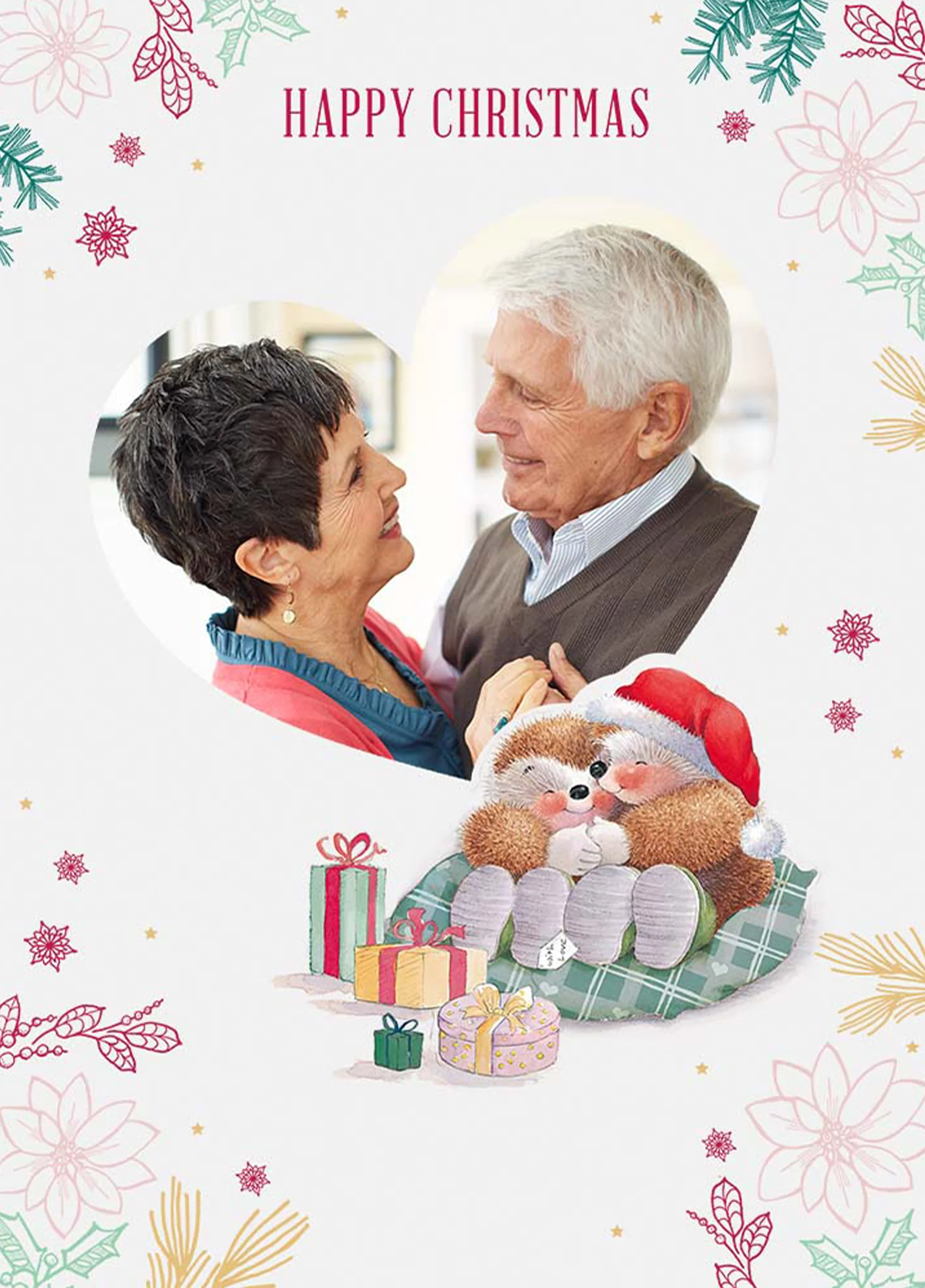 Personalised Cute Heart Happy Christmas Photo Upload Card