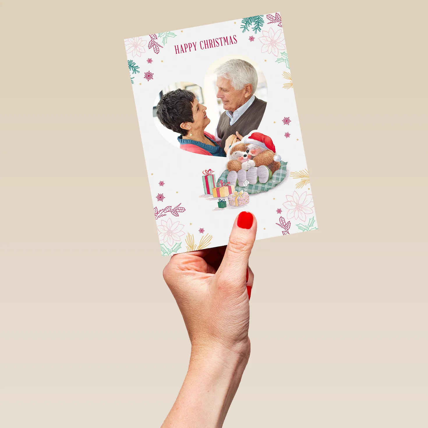 Personalised Cute Heart Happy Christmas Photo Upload Card - Image 5