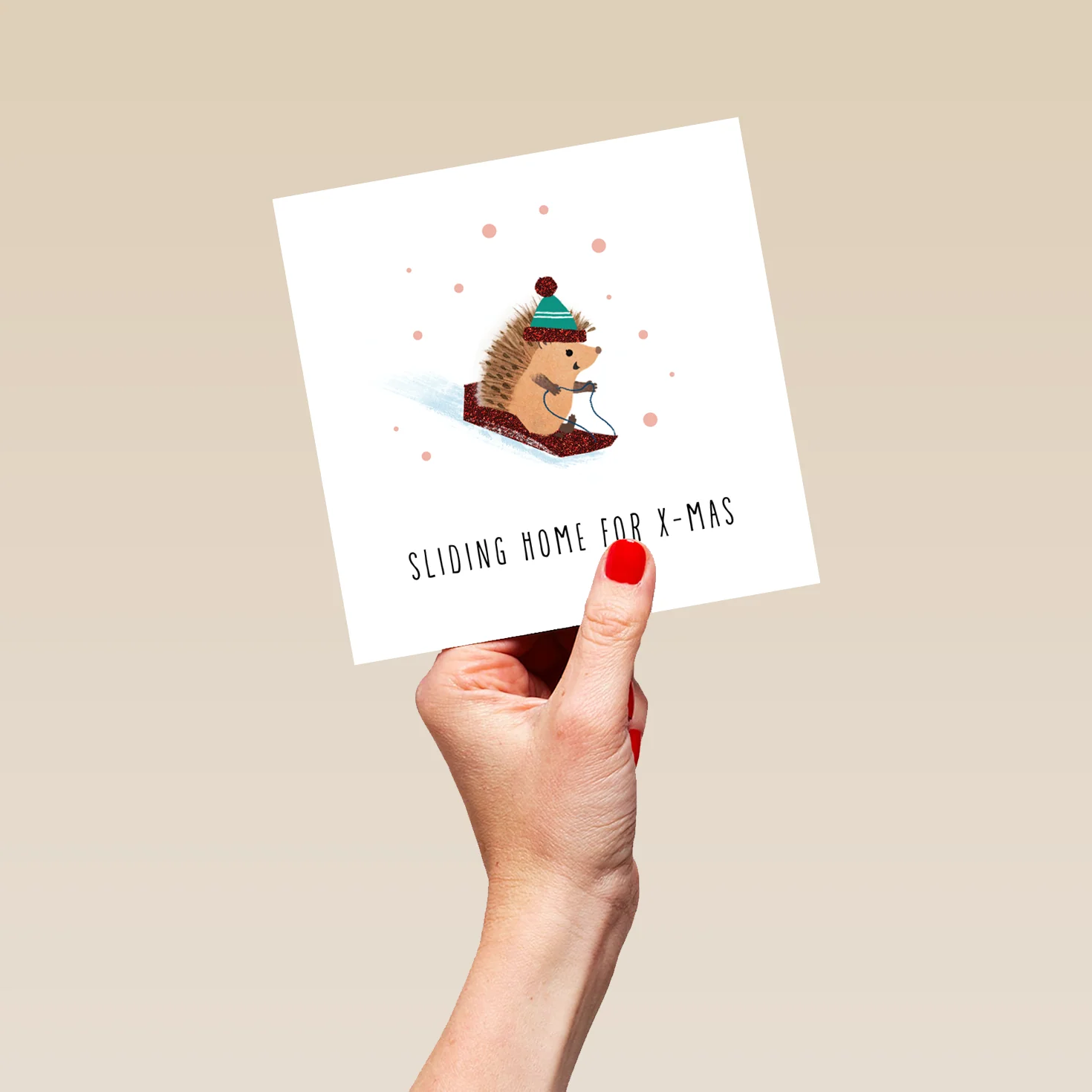 Personalised Cute Hedgehog Skis Sliding Home For Christmas Card - Image 5