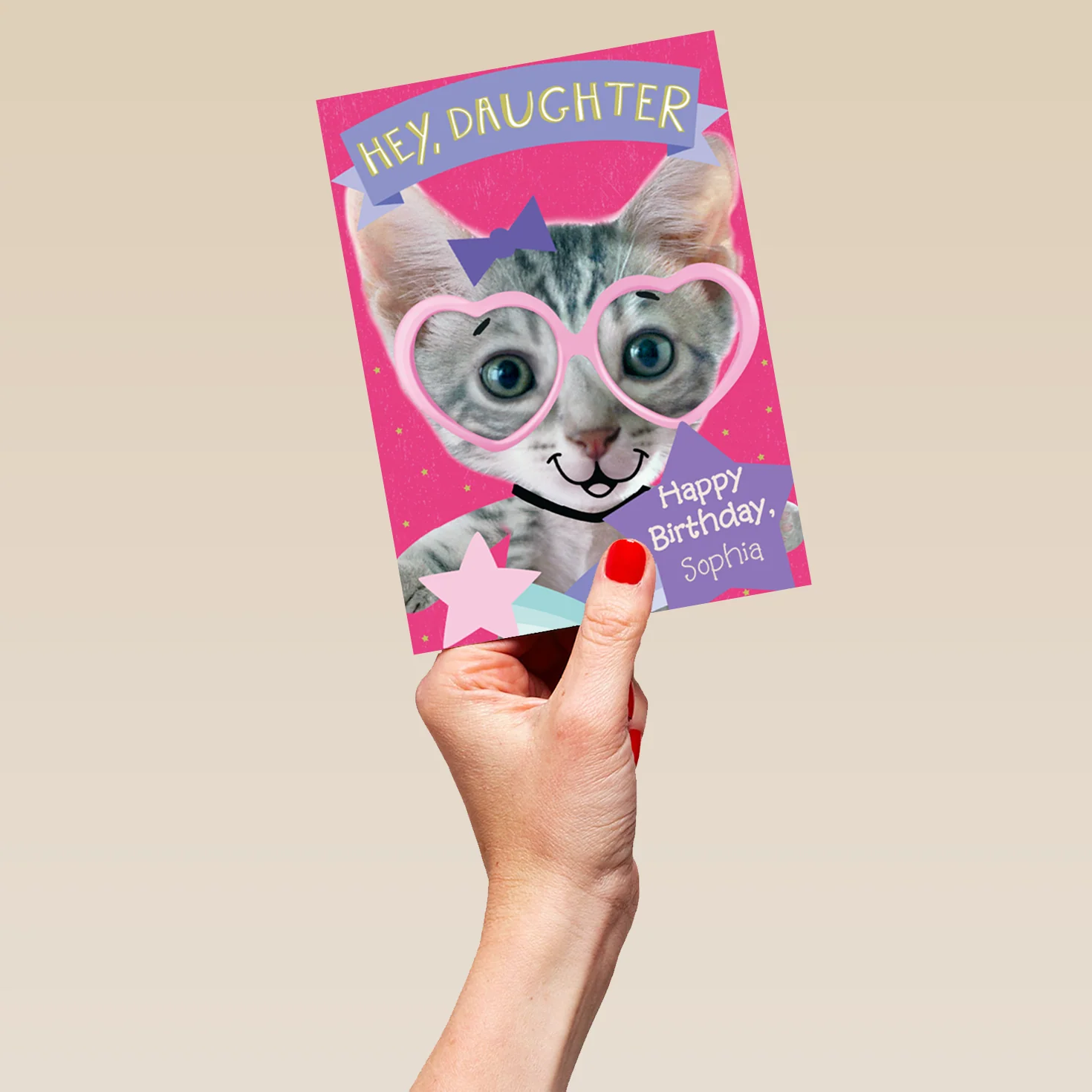 Personalised Cute Hey Daughter Kitten Card - Image 5