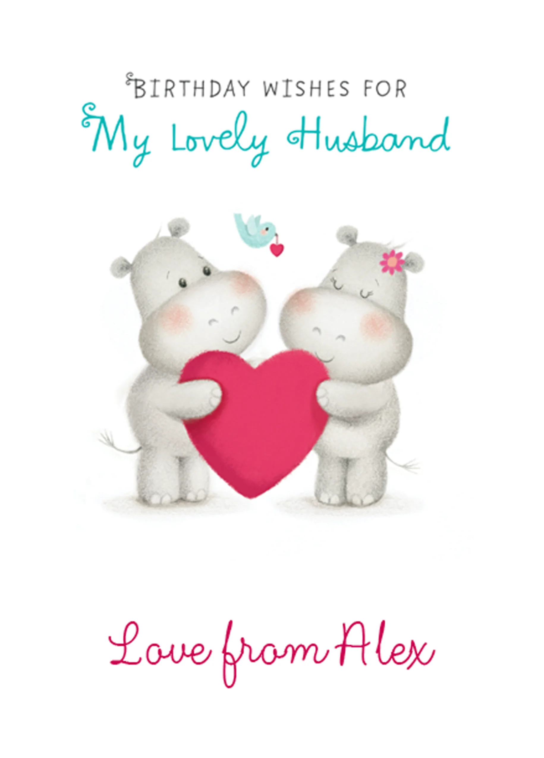 Personalised Cute Hippos Husband Card