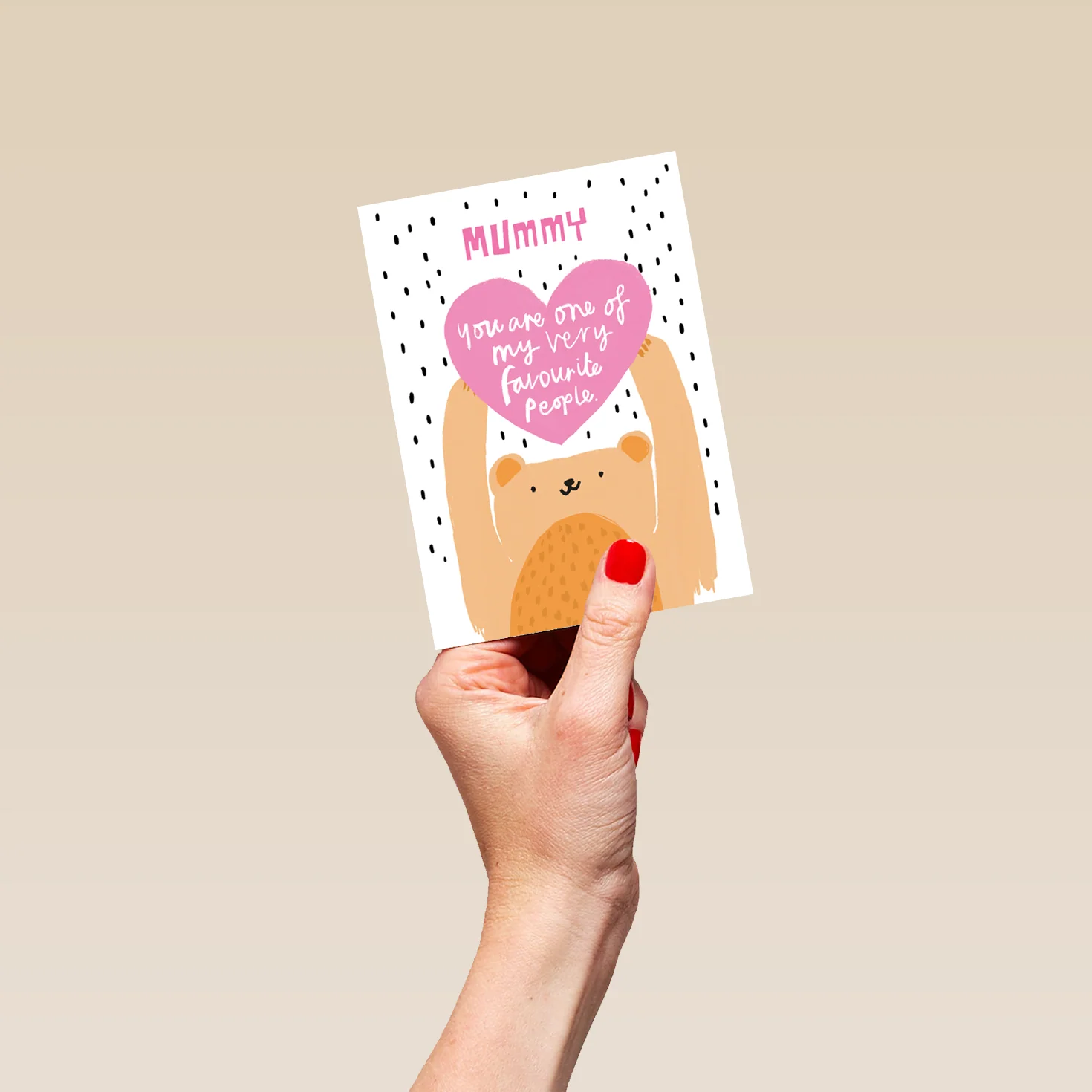 Personalised Cute Illustrated Bear Heart Mother's Day Card For Mummy - Image 4