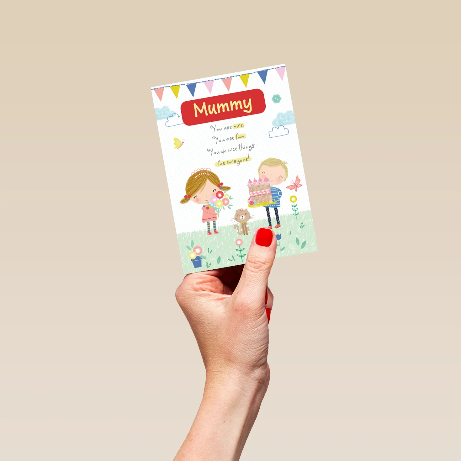 Personalised Cute Illustration Gifts & Cake Mother's Day Card - Image 4
