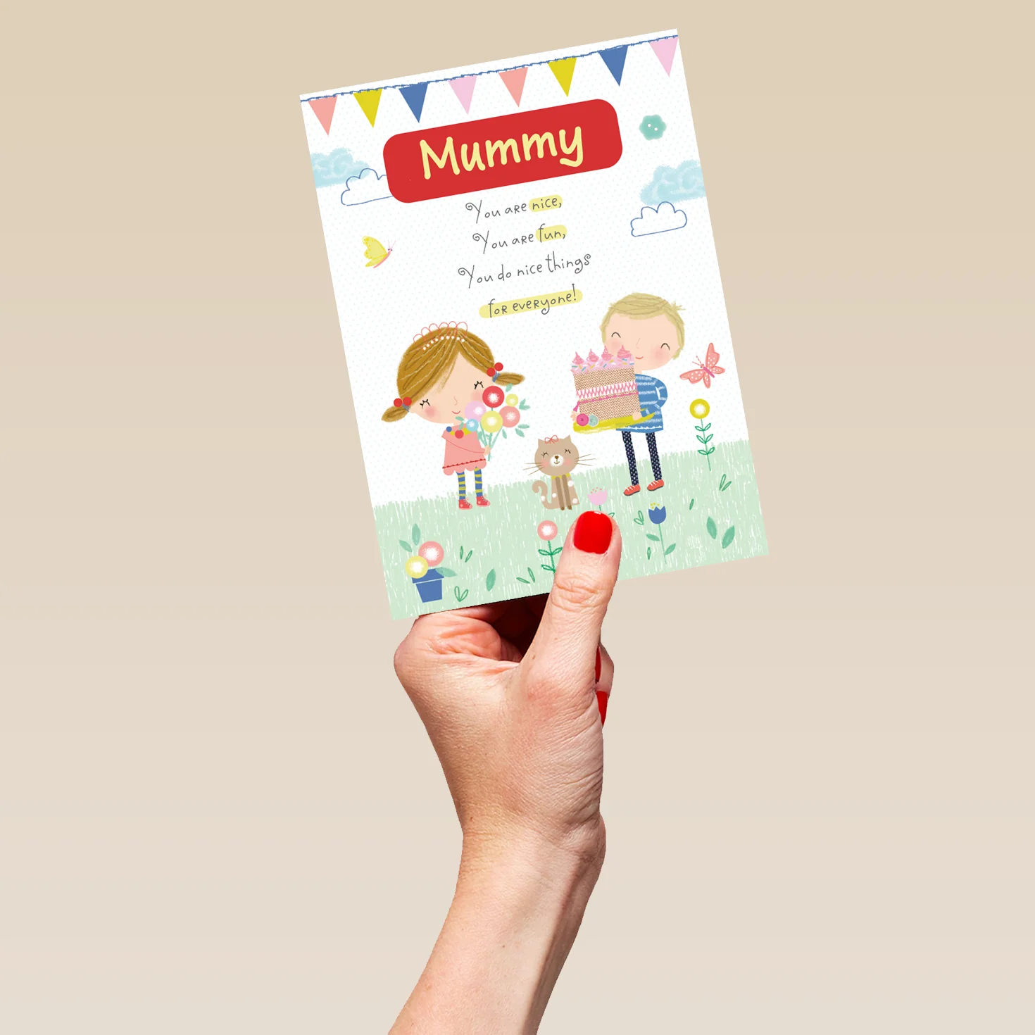 Personalised Cute Illustration Gifts & Cake Mother's Day Card - Image 5