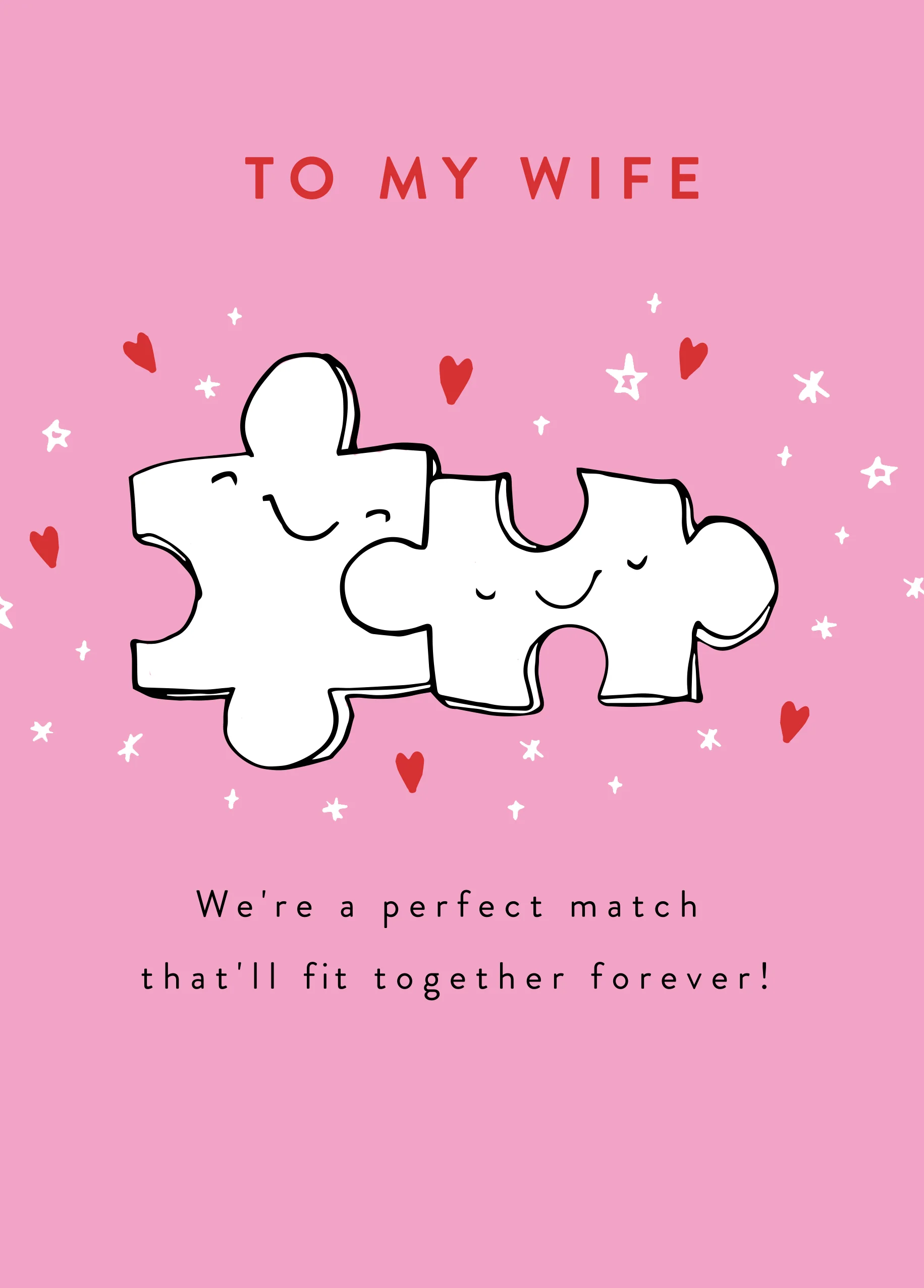 Personalised Cute Jigsaw Piece Valentine's Day Card for Wife