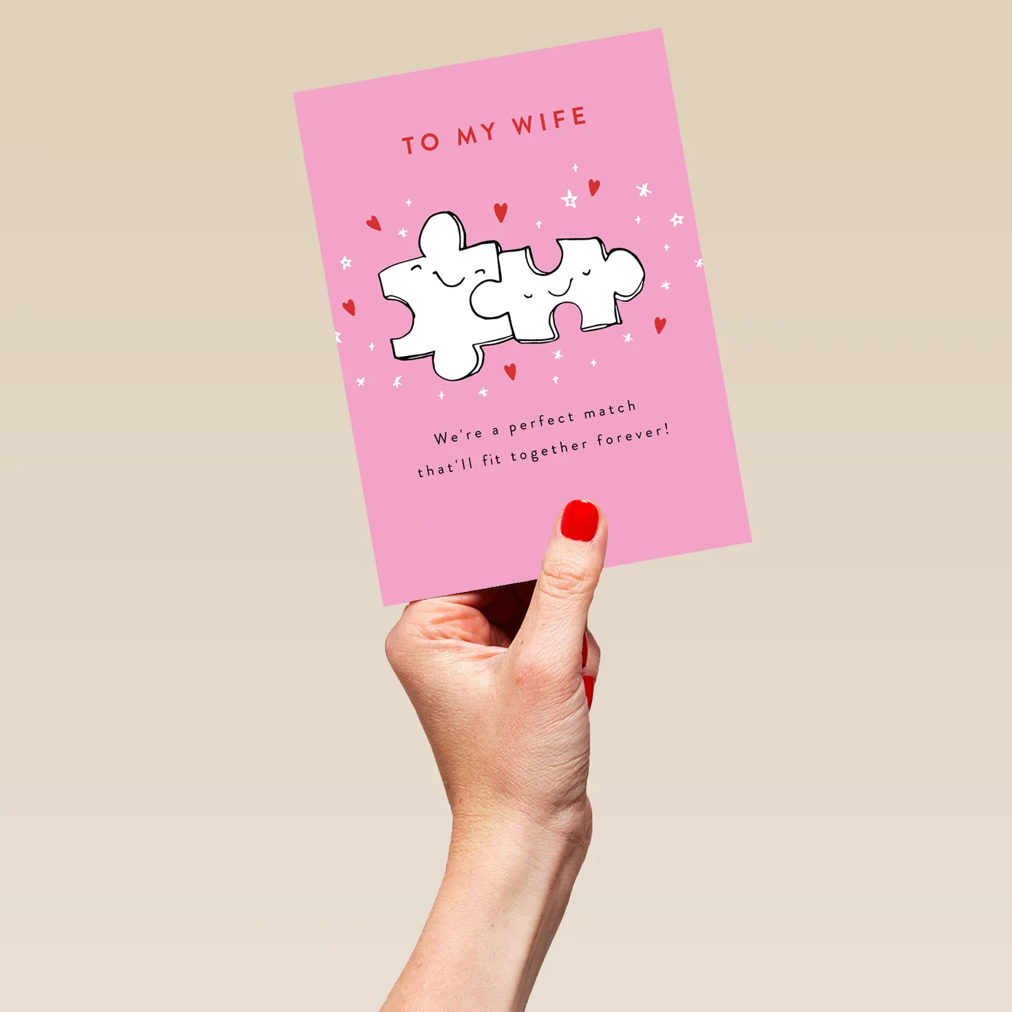 Personalised Cute Jigsaw Piece Valentine's Day Card for Wife - Image 5