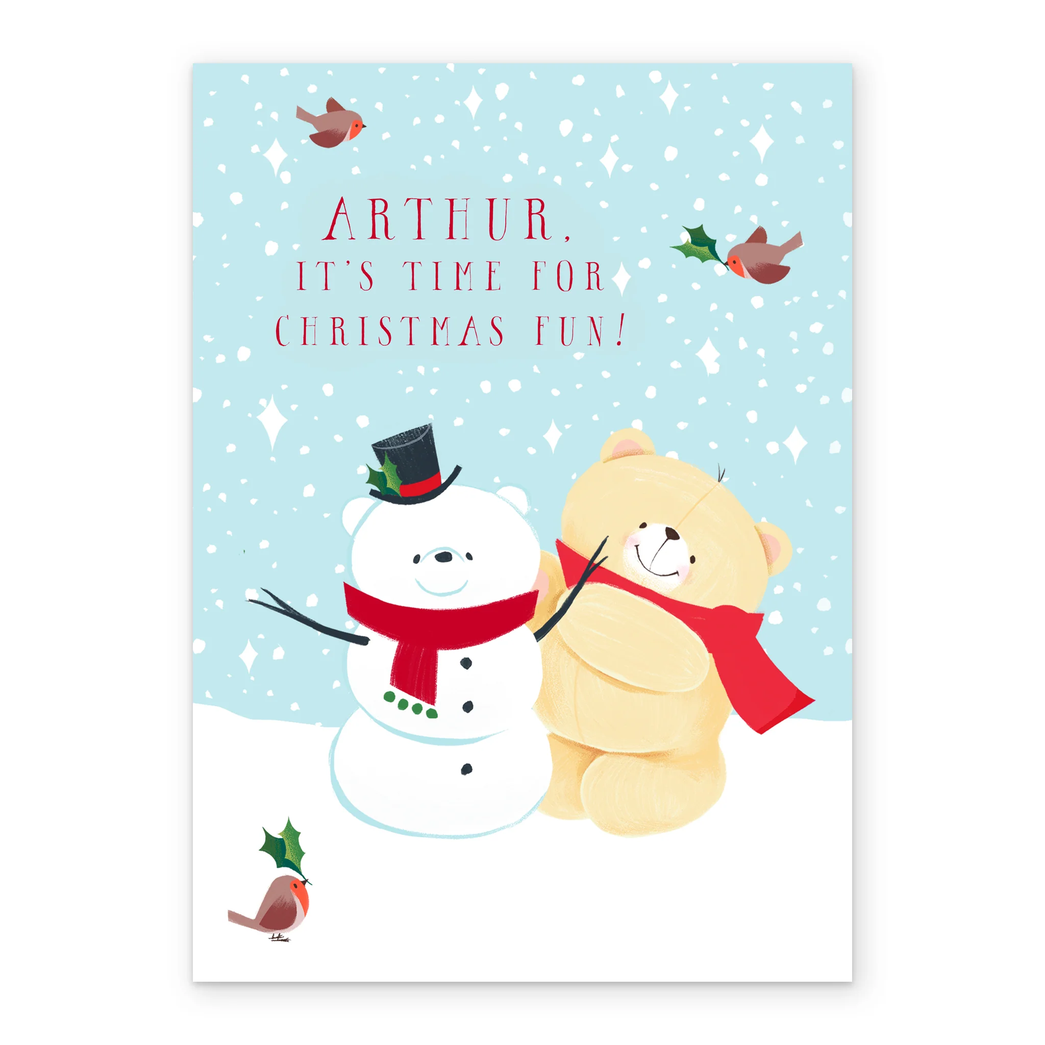 Personalised Cute Kids Forever Friends Snowman Christmas Card - Image 2