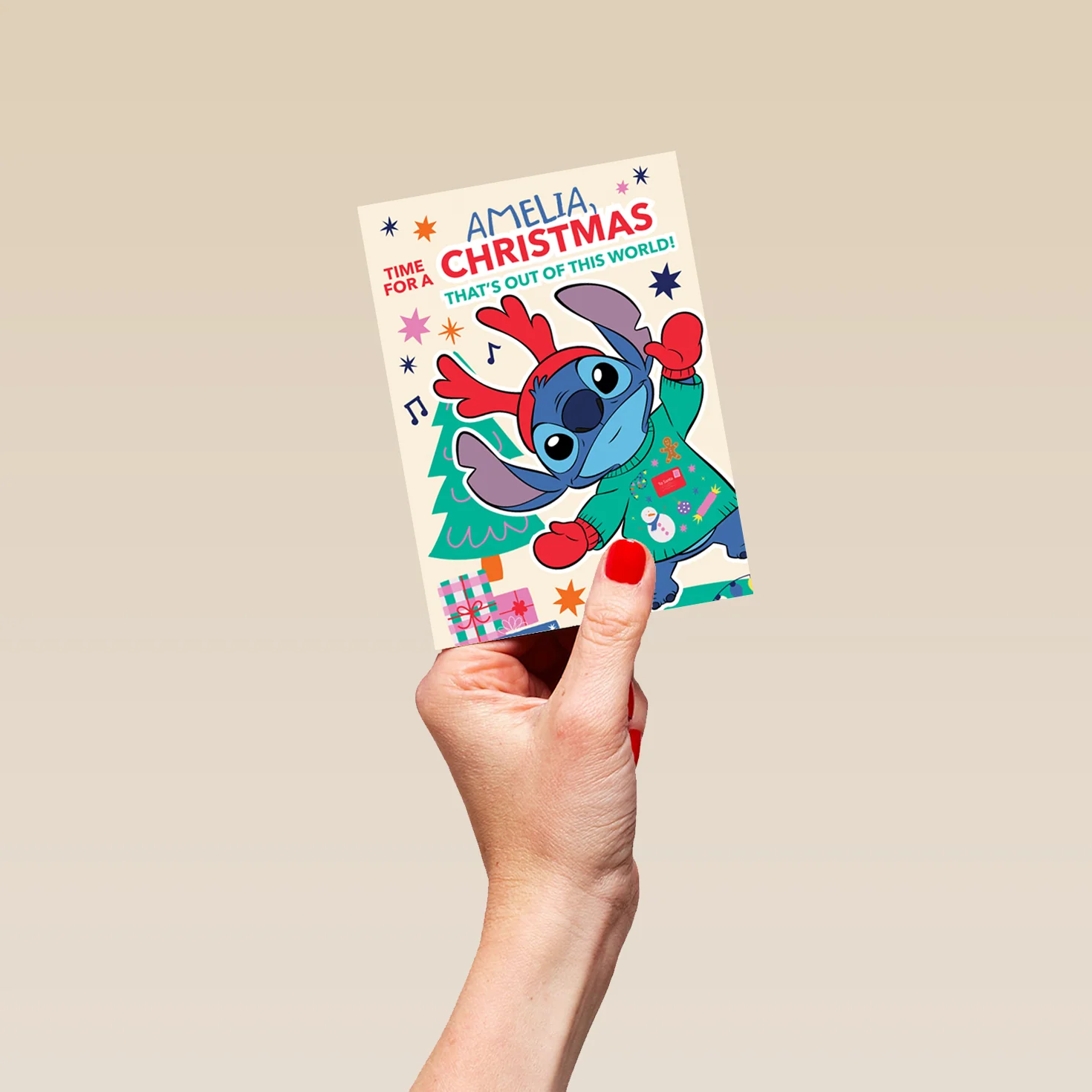 Personalised Cute Kids Disney Lilo & Stitch Christmas Card - Image 4