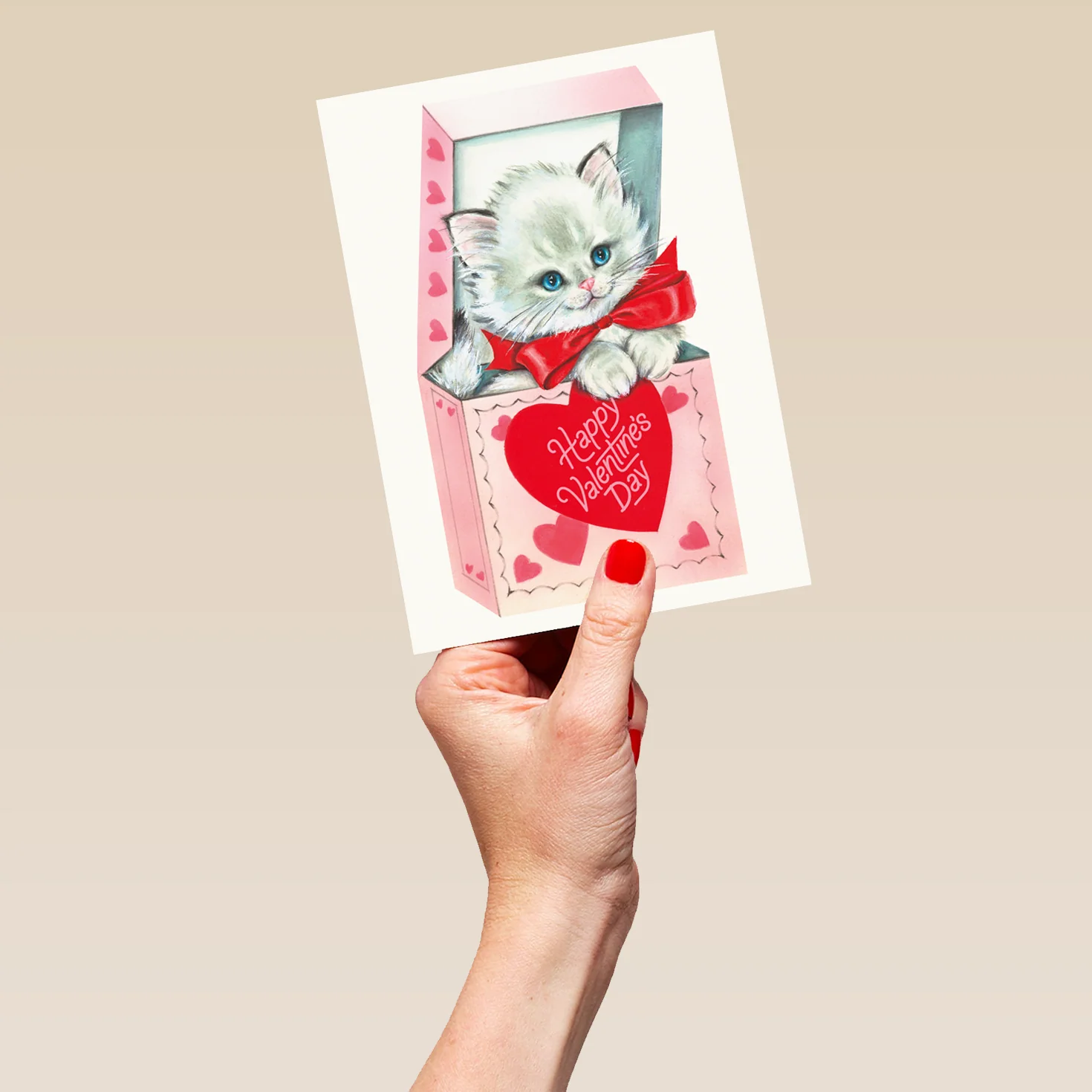 Personalised Cute Kitten with Bow & Box Valentine's Day Card - Image 5