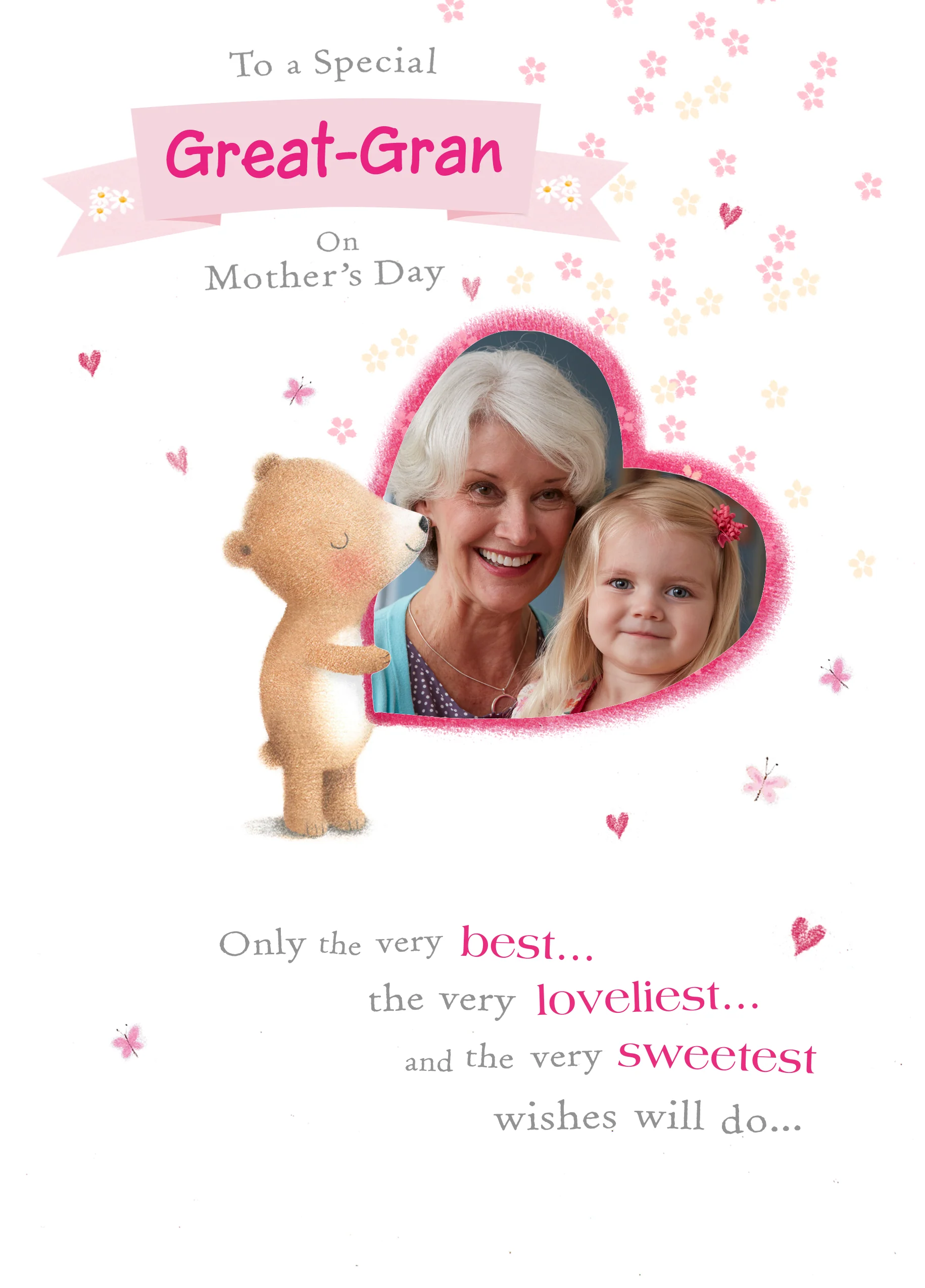 Personalised Cute Love Heart Mother's Day Photo Upload Card For Great-Grandma