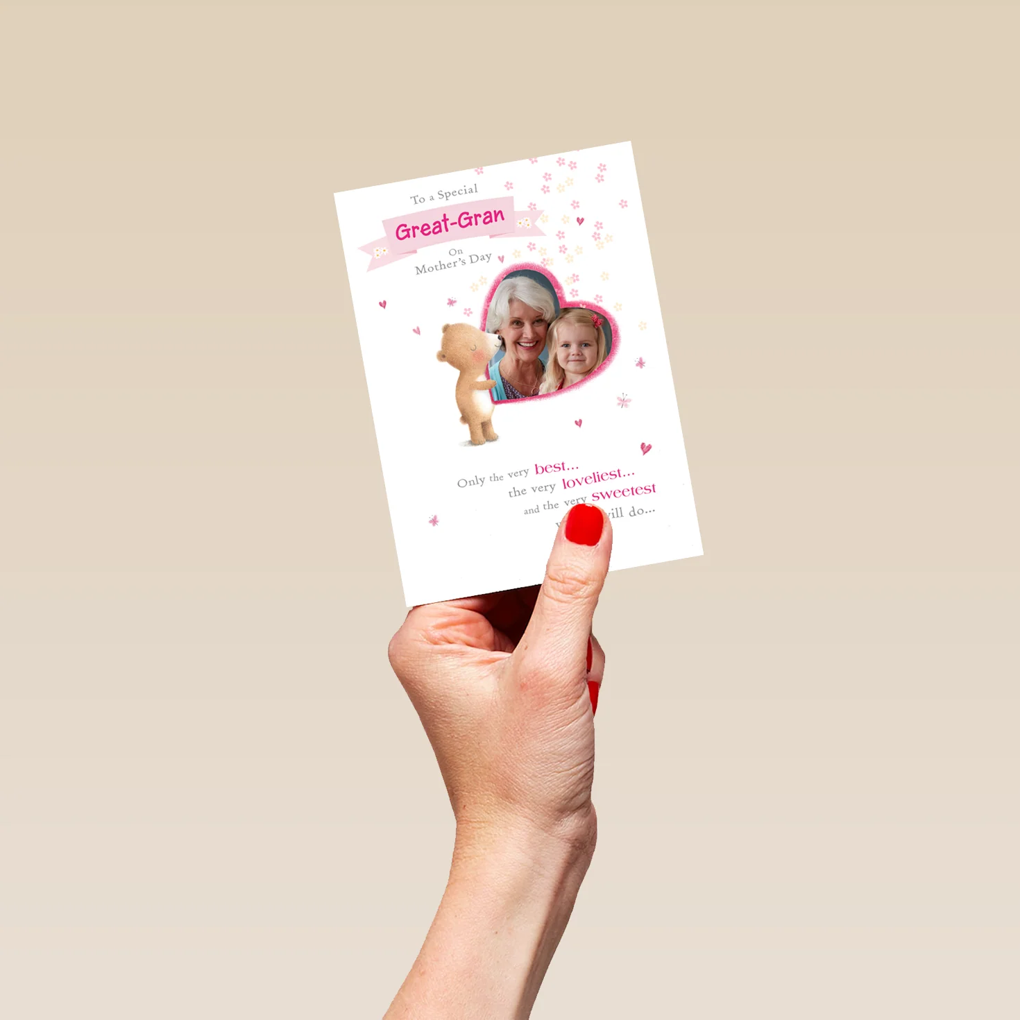 Personalised Cute Love Heart Mother's Day Photo Upload Card For Great-Grandma - Image 4