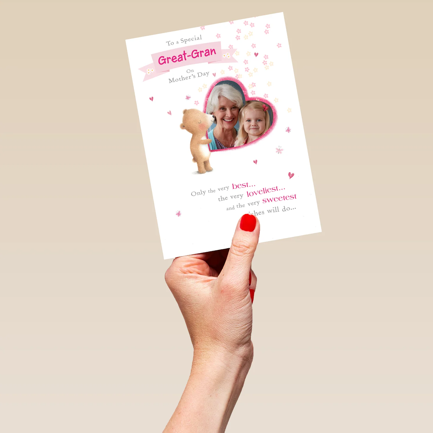 Personalised Cute Love Heart Mother's Day Photo Upload Card For Great-Grandma - Image 5