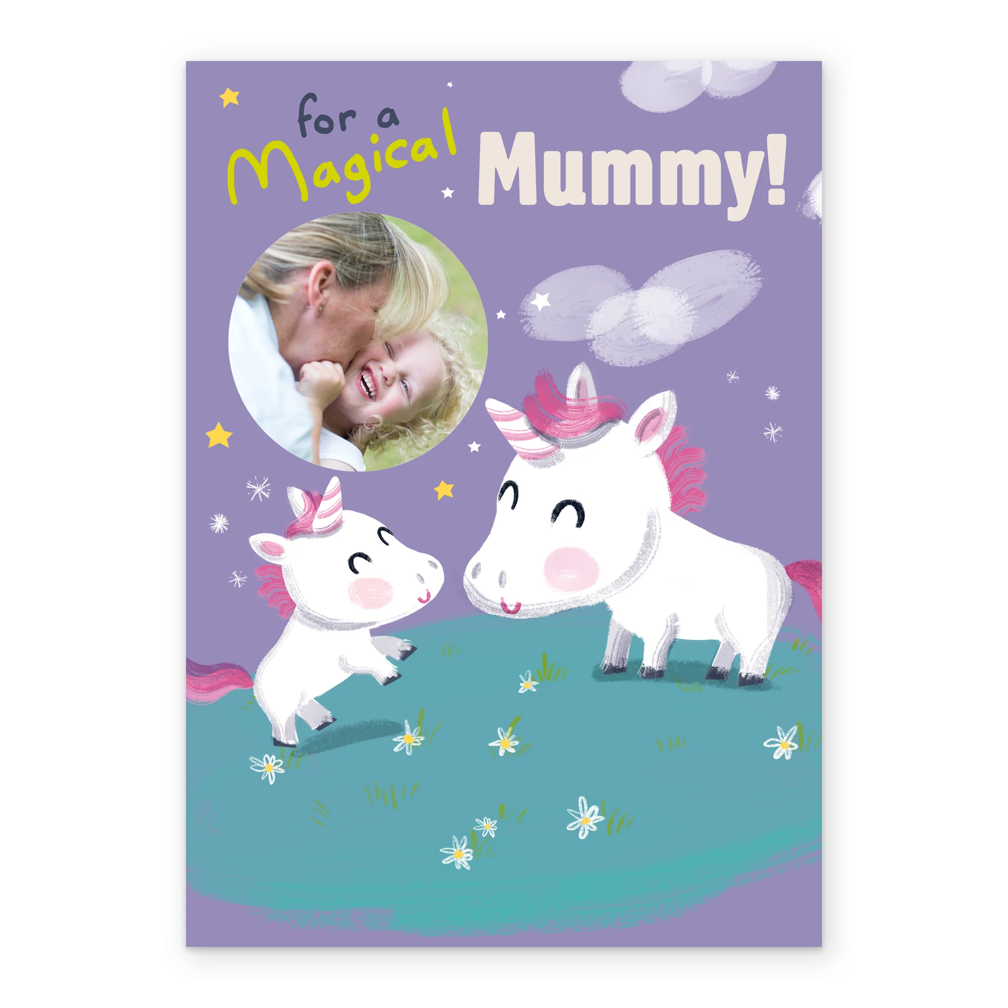 Personalised Cute Magical Unicorns Mother's Day Photo Upload Card For Mummy - Image 2