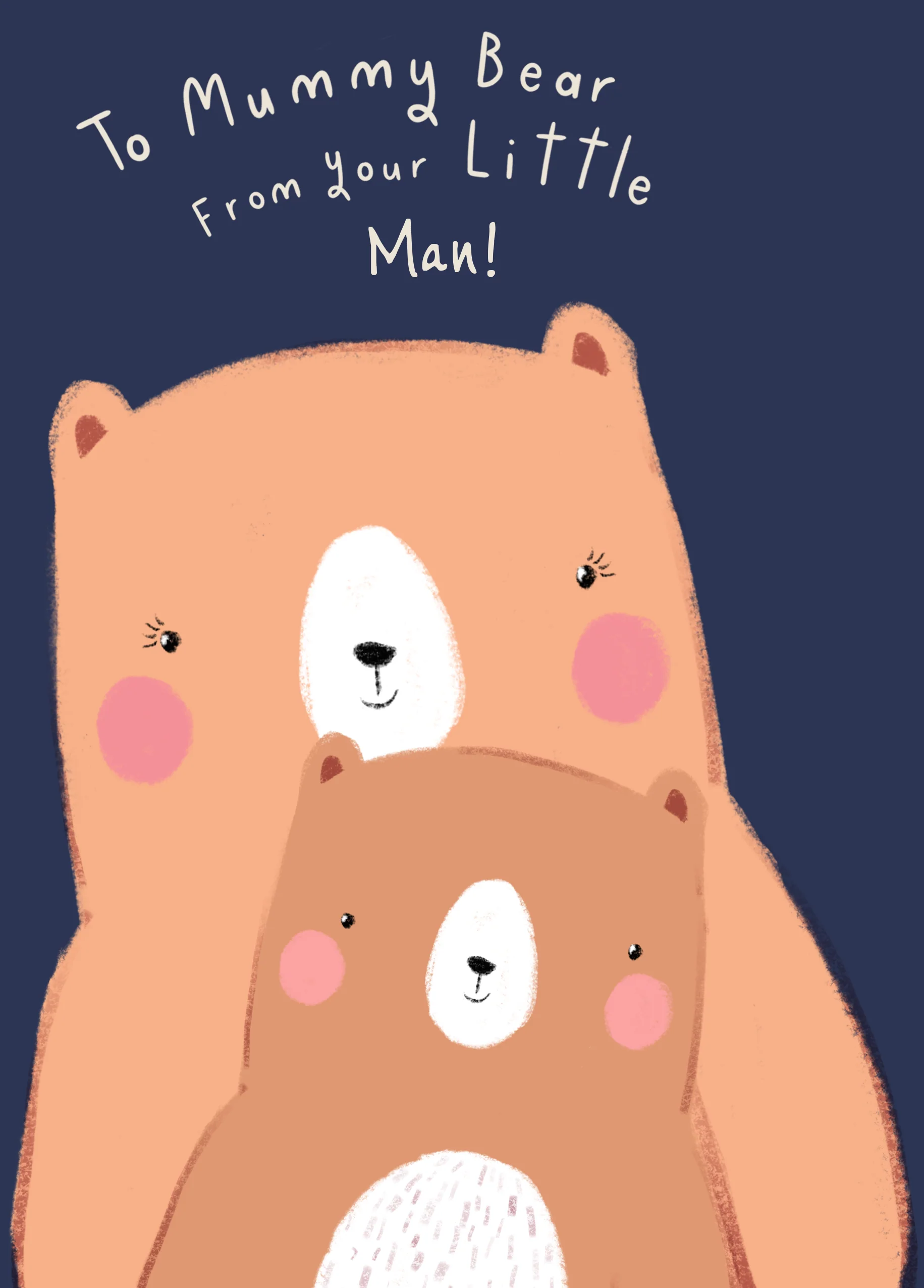 Personalised Cute Mummy & Baby Bear Mother's Day Card