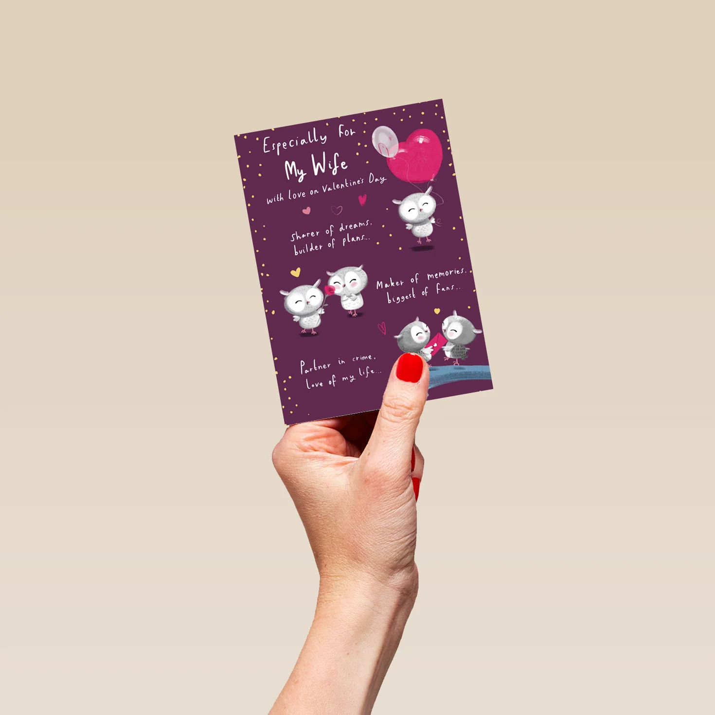 Personalised Cute Owls & Heart Valentine's Day Card for Wife - Image 4