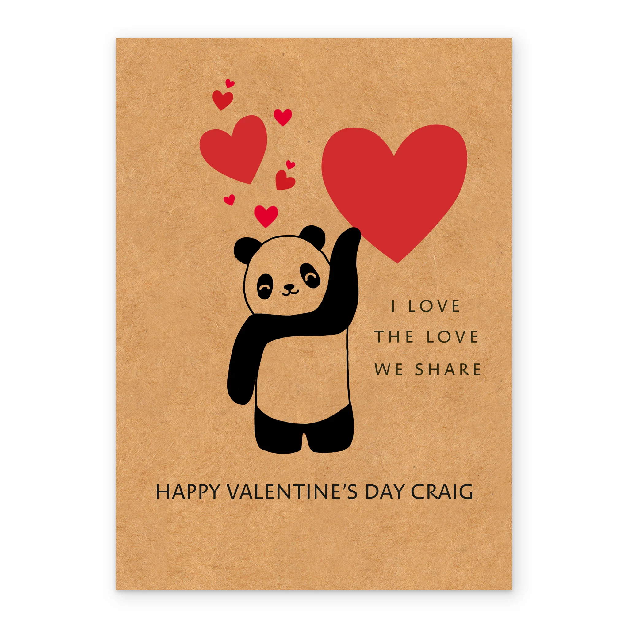Personalised Cute Panda Love Heart Valentine's Day Card - Image 2