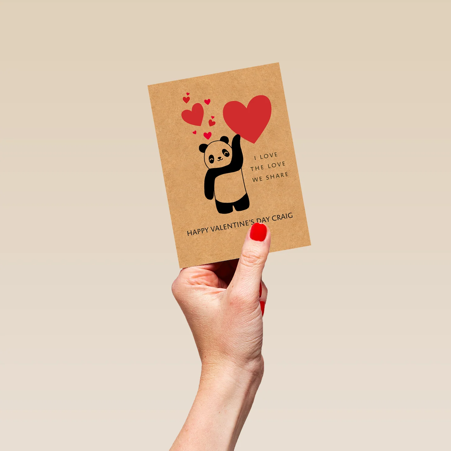 Personalised Cute Panda Love Heart Valentine's Day Card - Image 4