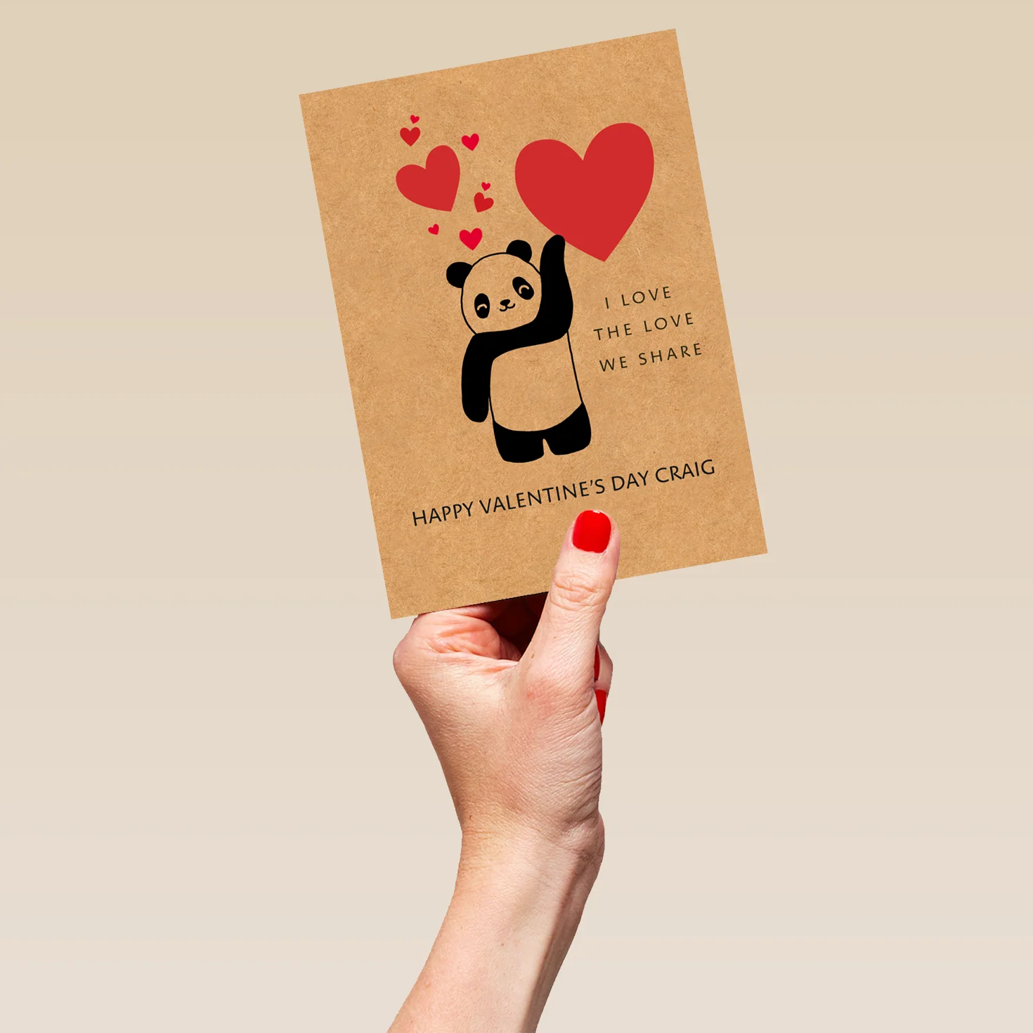Personalised Cute Panda Love Heart Valentine's Day Card - Image 5