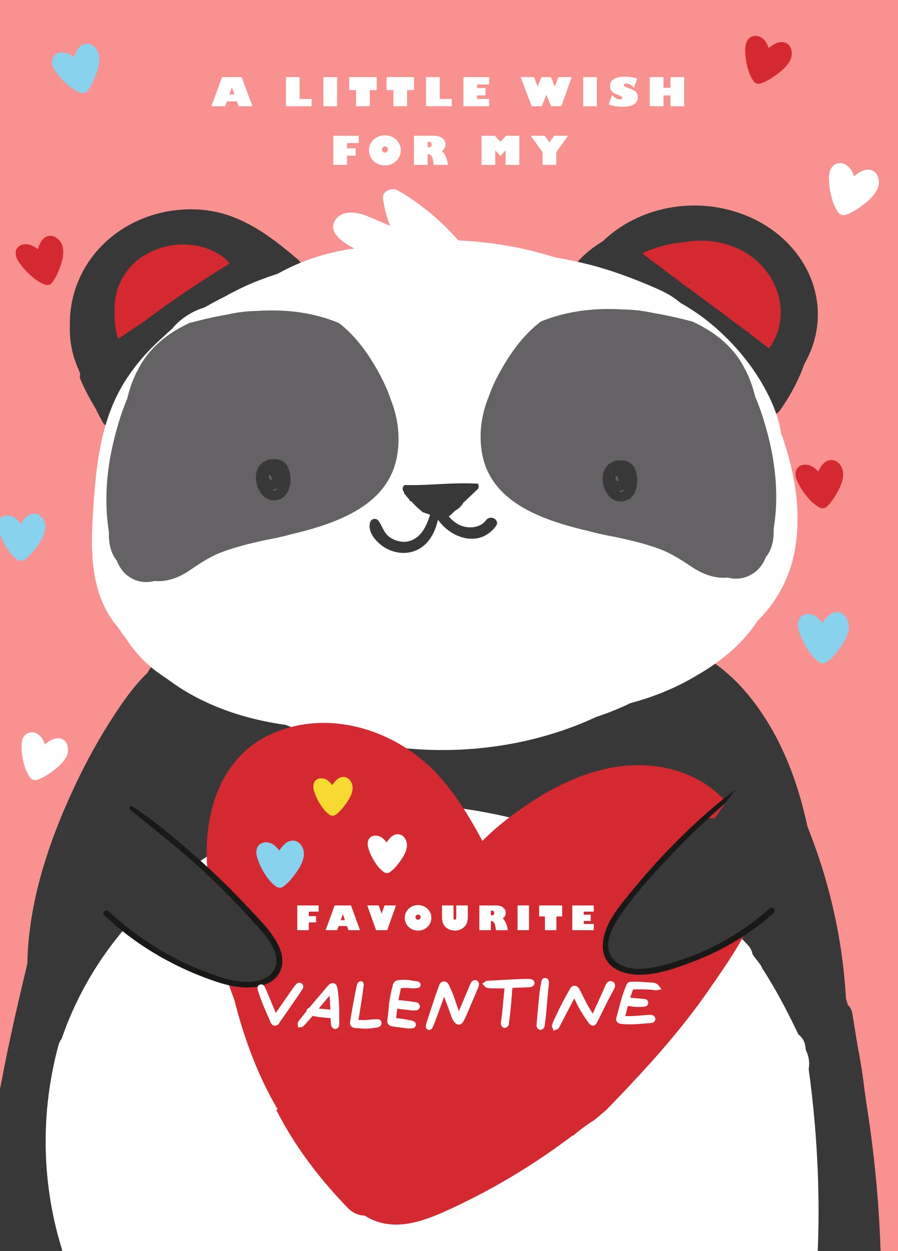 Personalised Cute Panda With Love Hearts Kids Valentine's Day Card