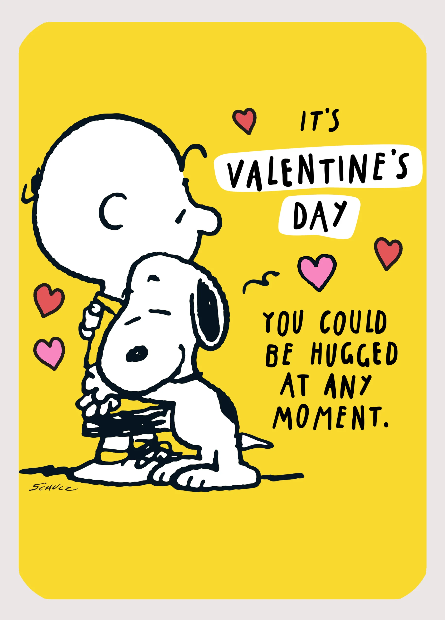Personalised Cute PEANUTS™ Charlie Brown & SNOOPY Hug Valentine's Day Card